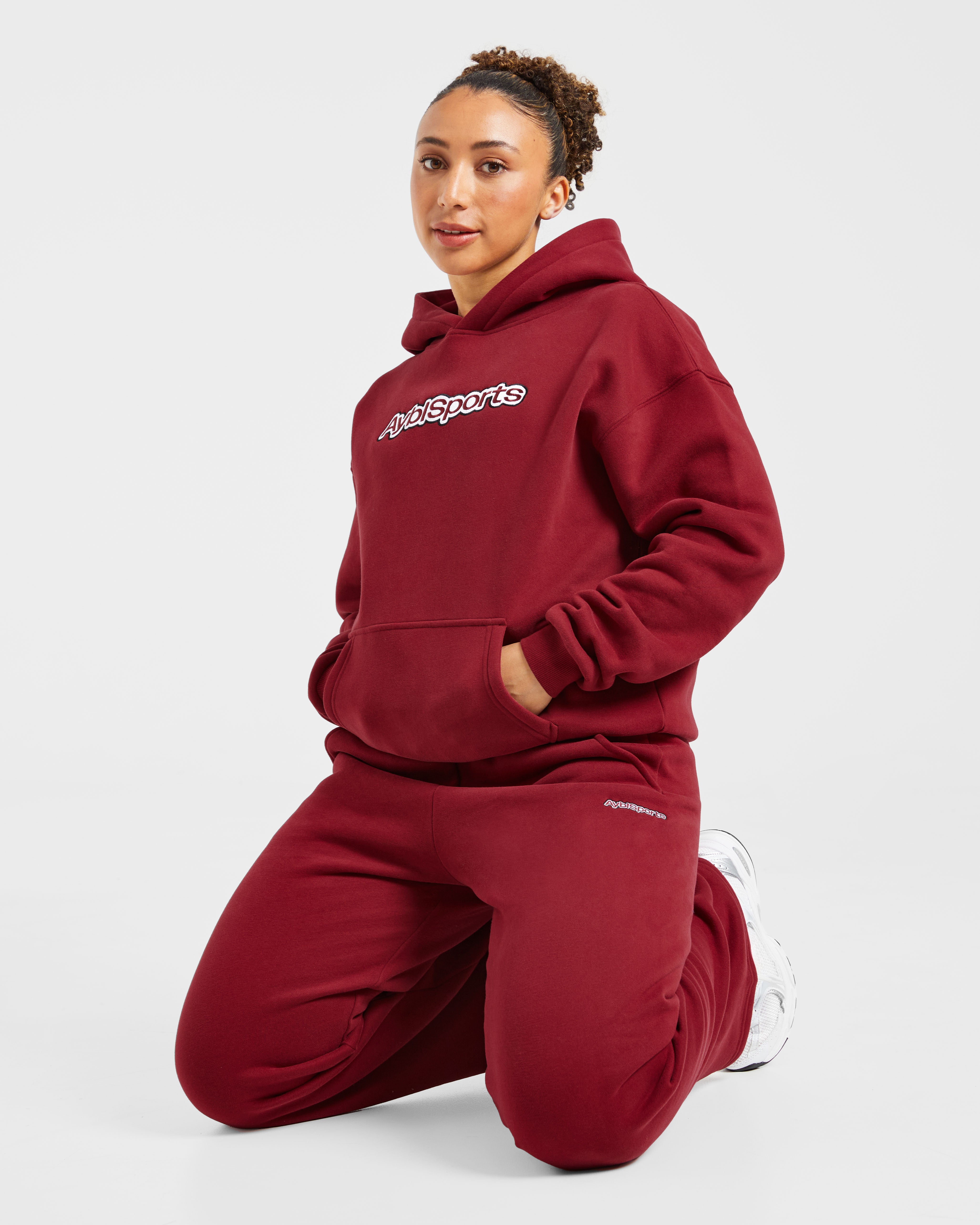 AYBL Sports Outline Oversized Hoodie - Burgundy