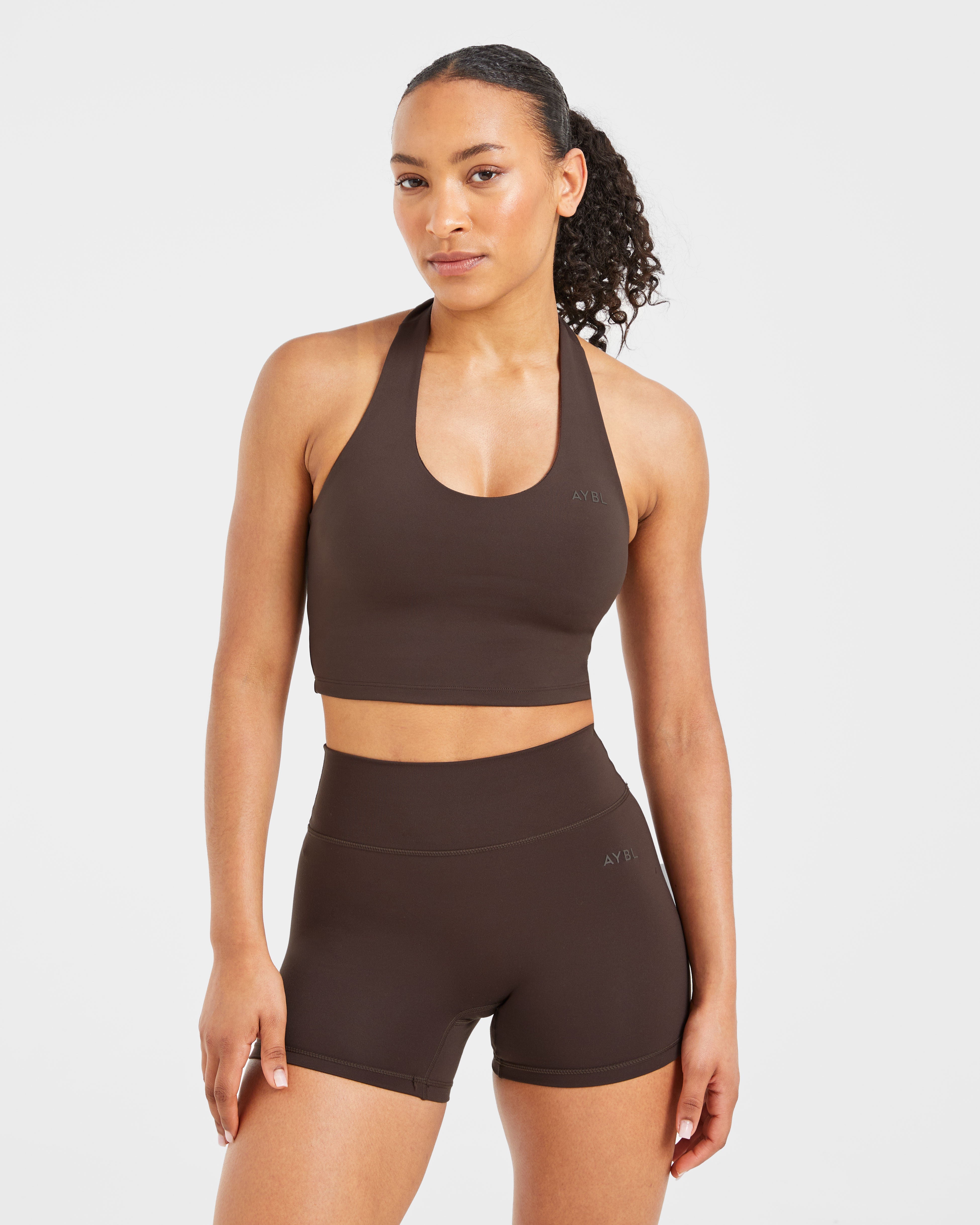 Staple Halterneck Crop Top - Coffee Bruin