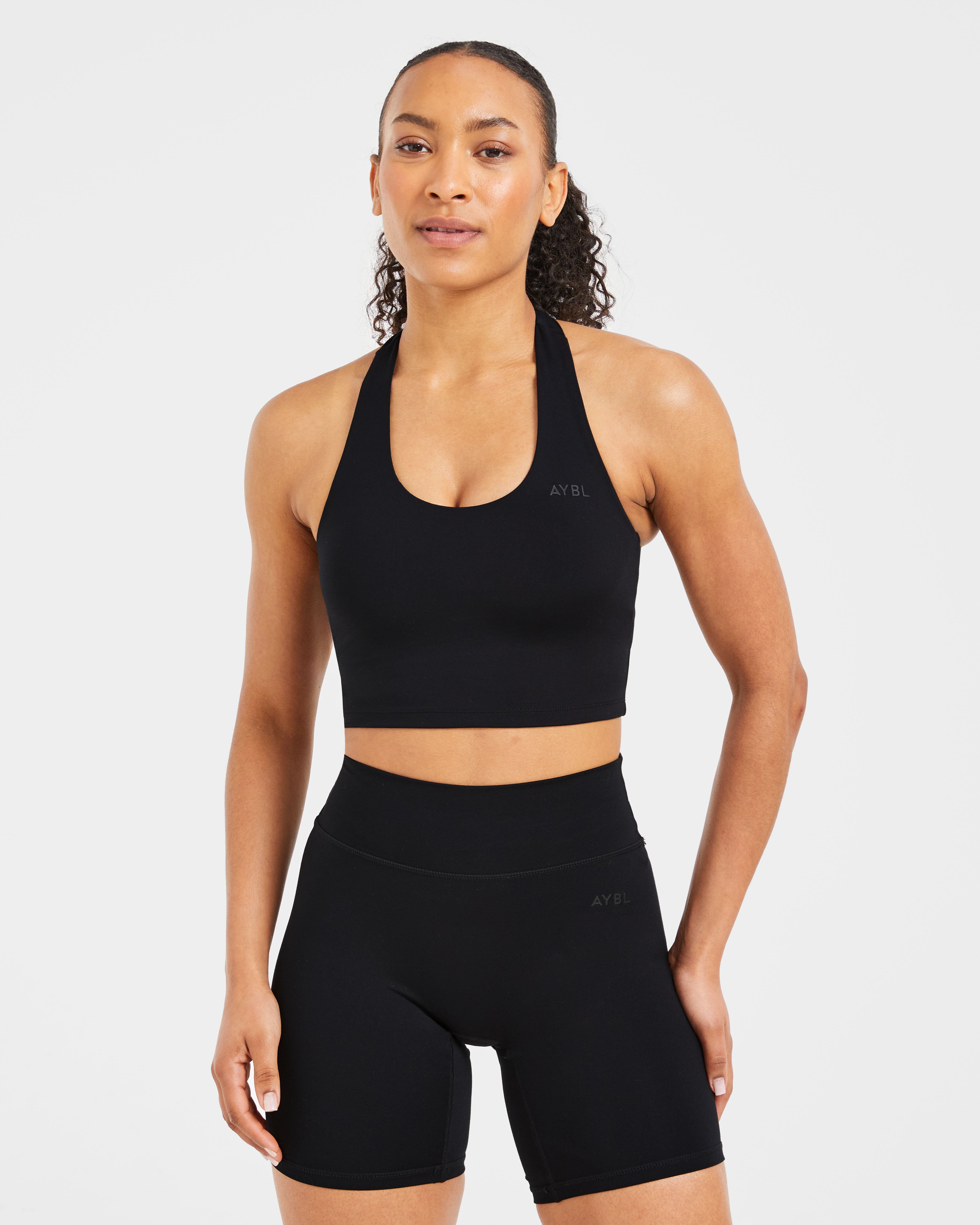 Staple Halterneck Crop Top - Zwart