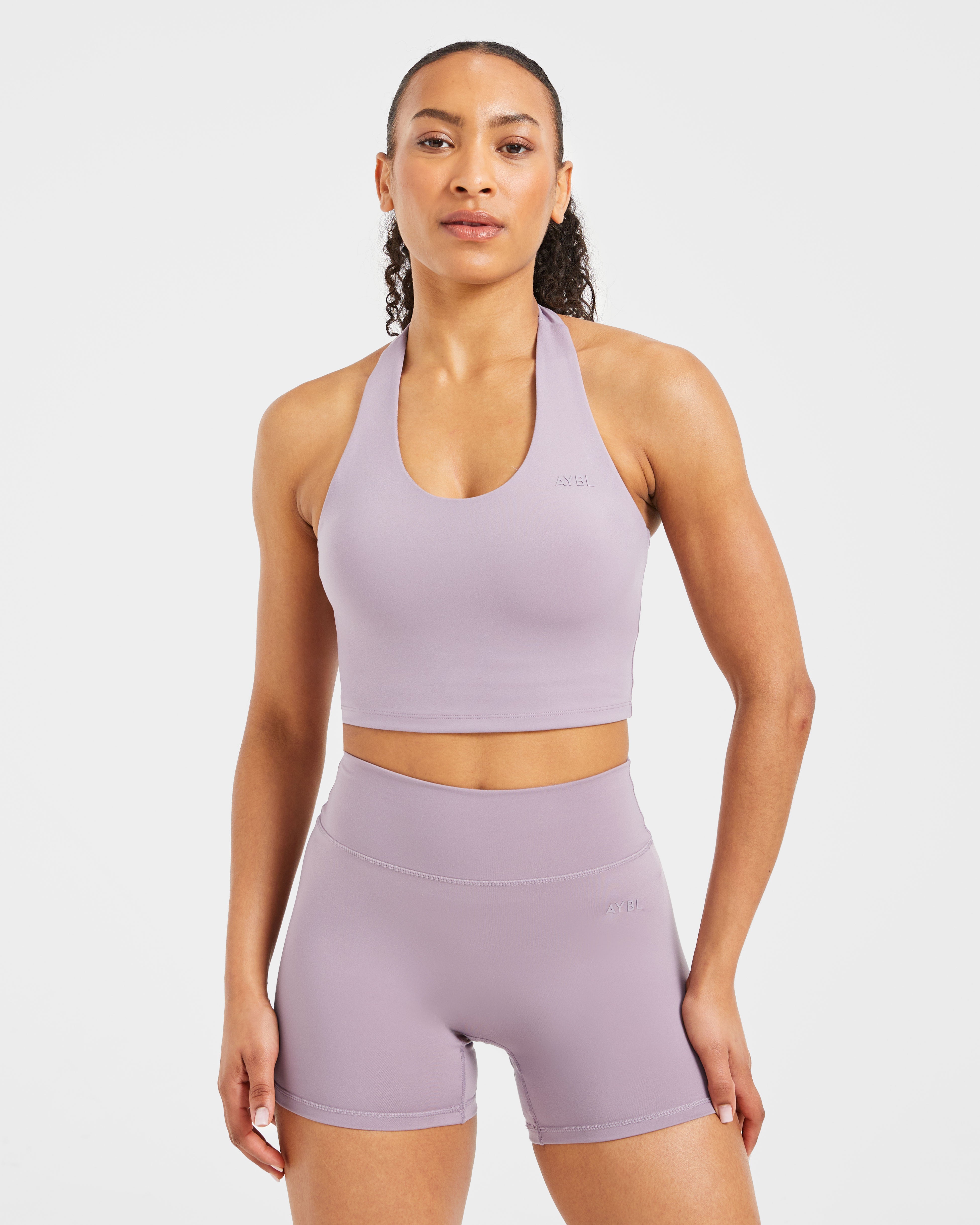 Staple Halterneck Crop Top - Mauve Paars
