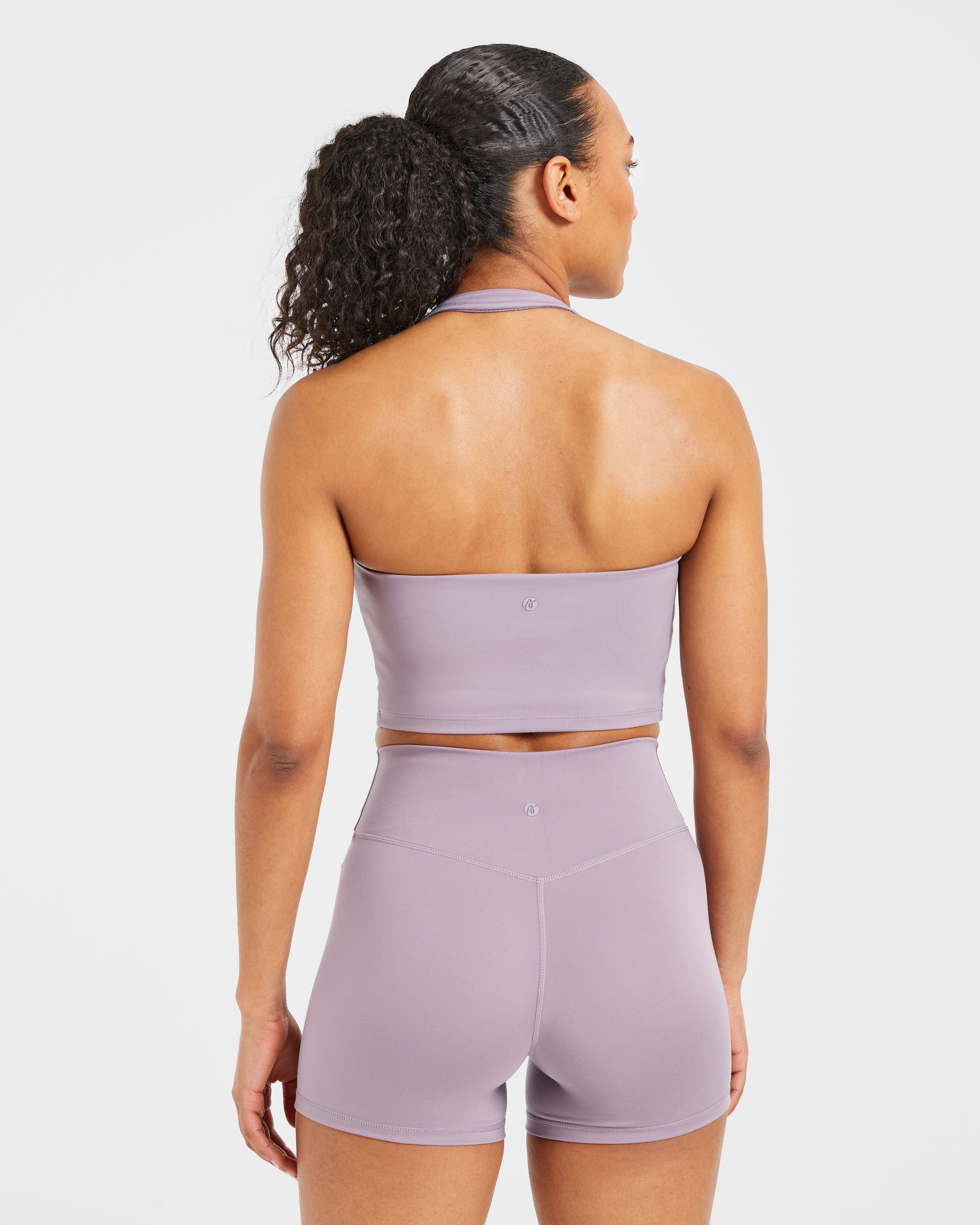 Staple Halterneck Crop Top - Mauve Paars