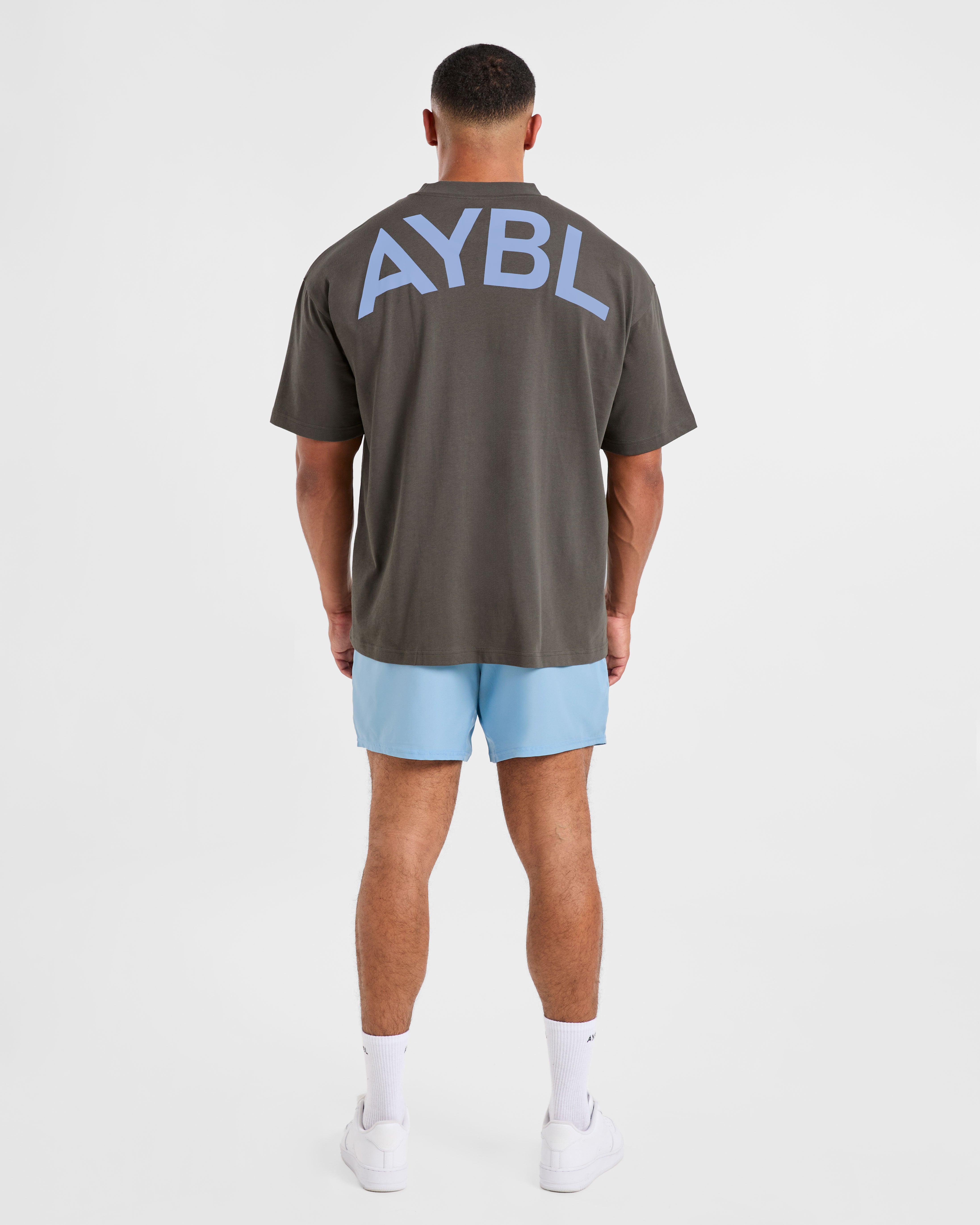 Essential Oversized T Shirt - Charcoal/Cornflower Blauw