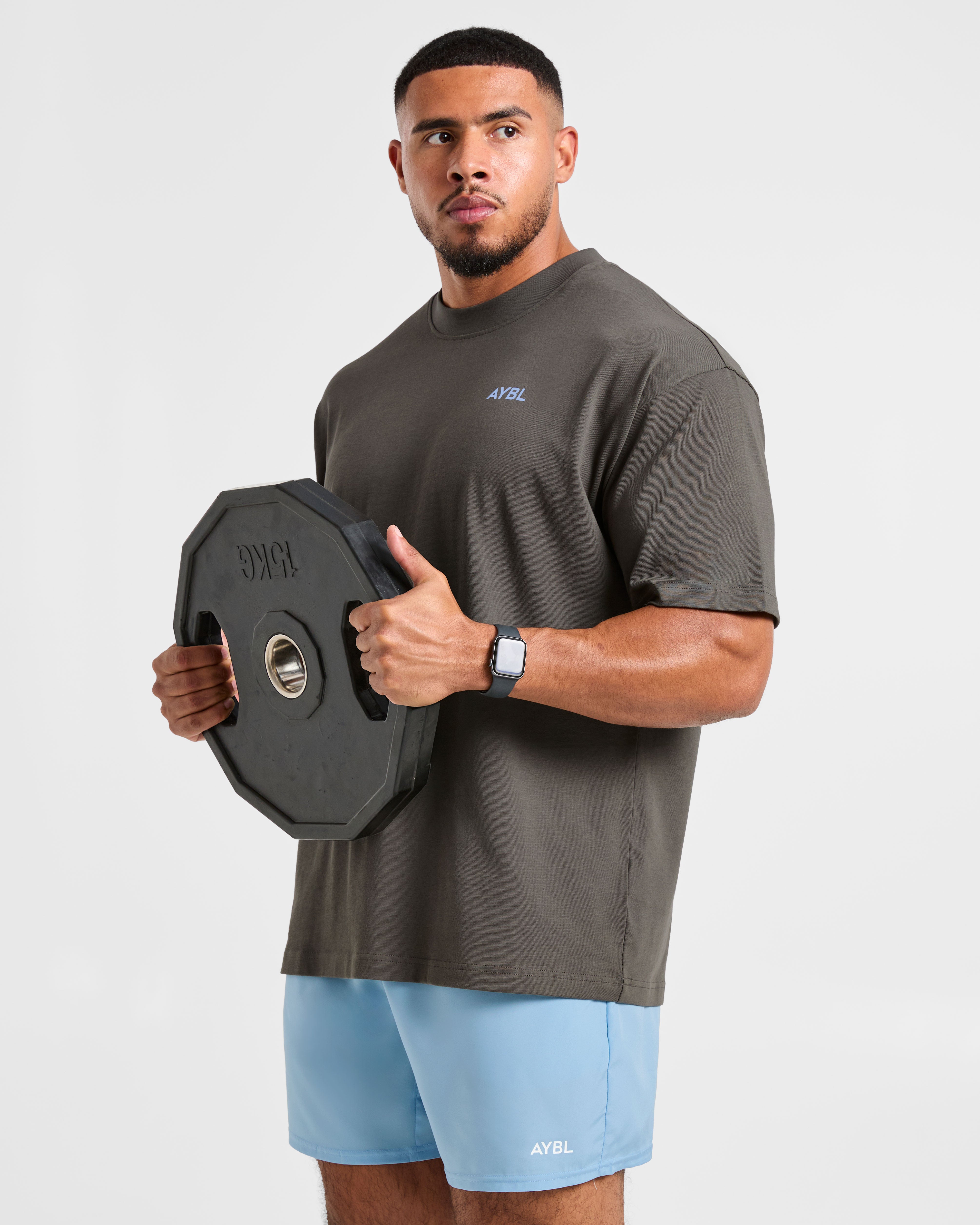 Essential Oversized T Shirt - Charcoal/Cornflower Blauw