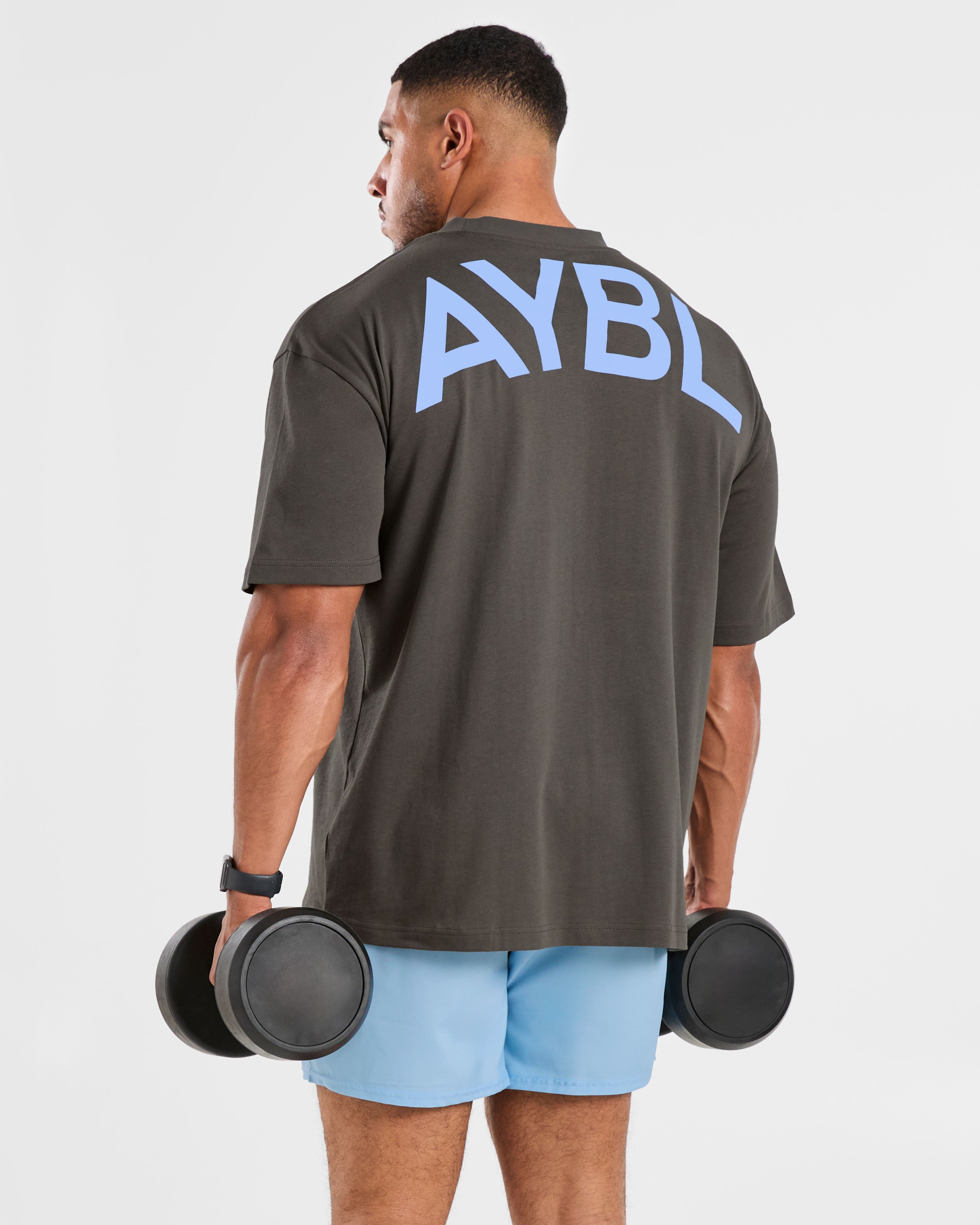 Essential Oversized T Shirt - Charcoal/Cornflower Blauw