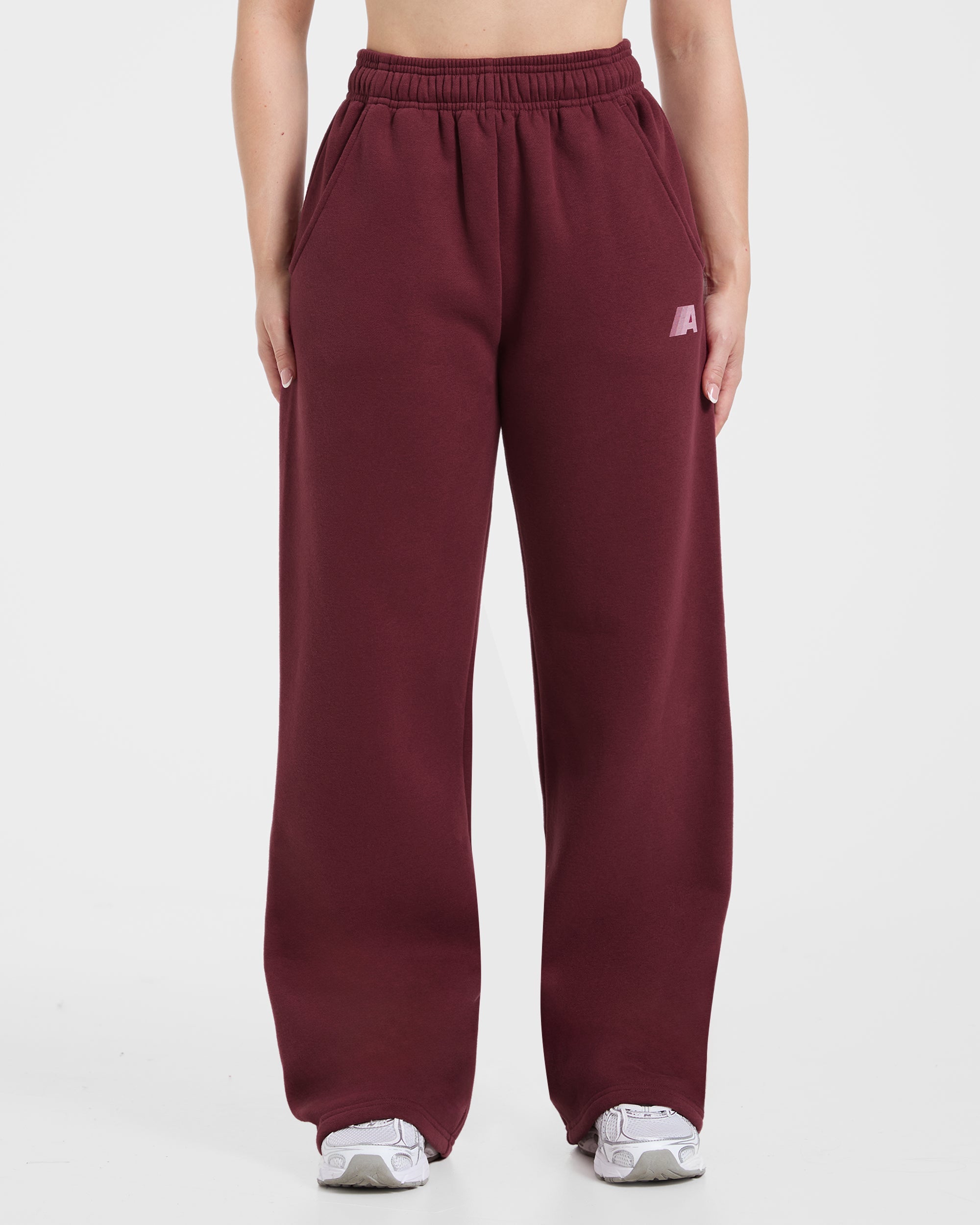 Retro Athletics Oversized Straight Leg Joggers - Deep Raspberry/Roze