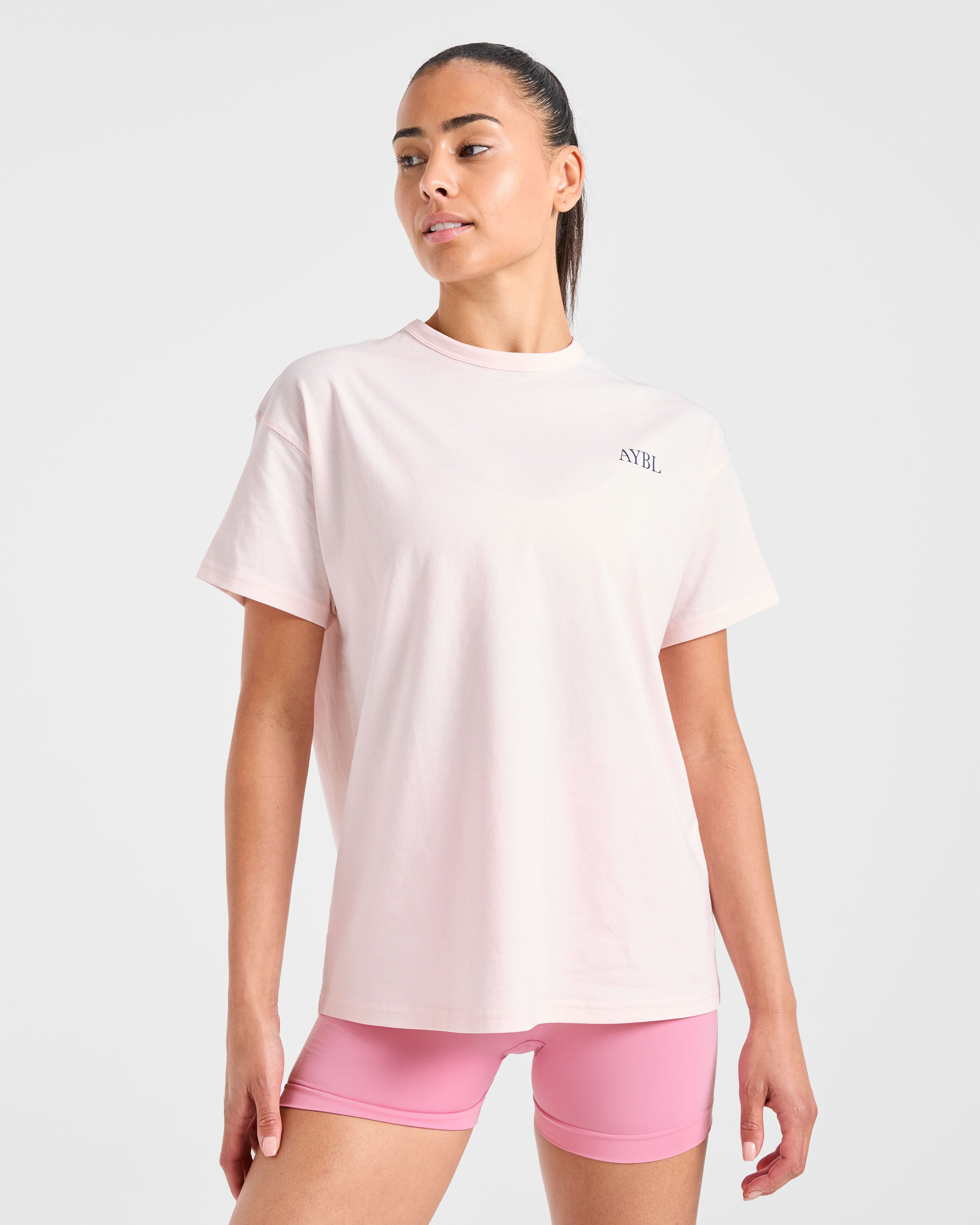 AYBL Sports Club Script Oversized T Shirt - Roze