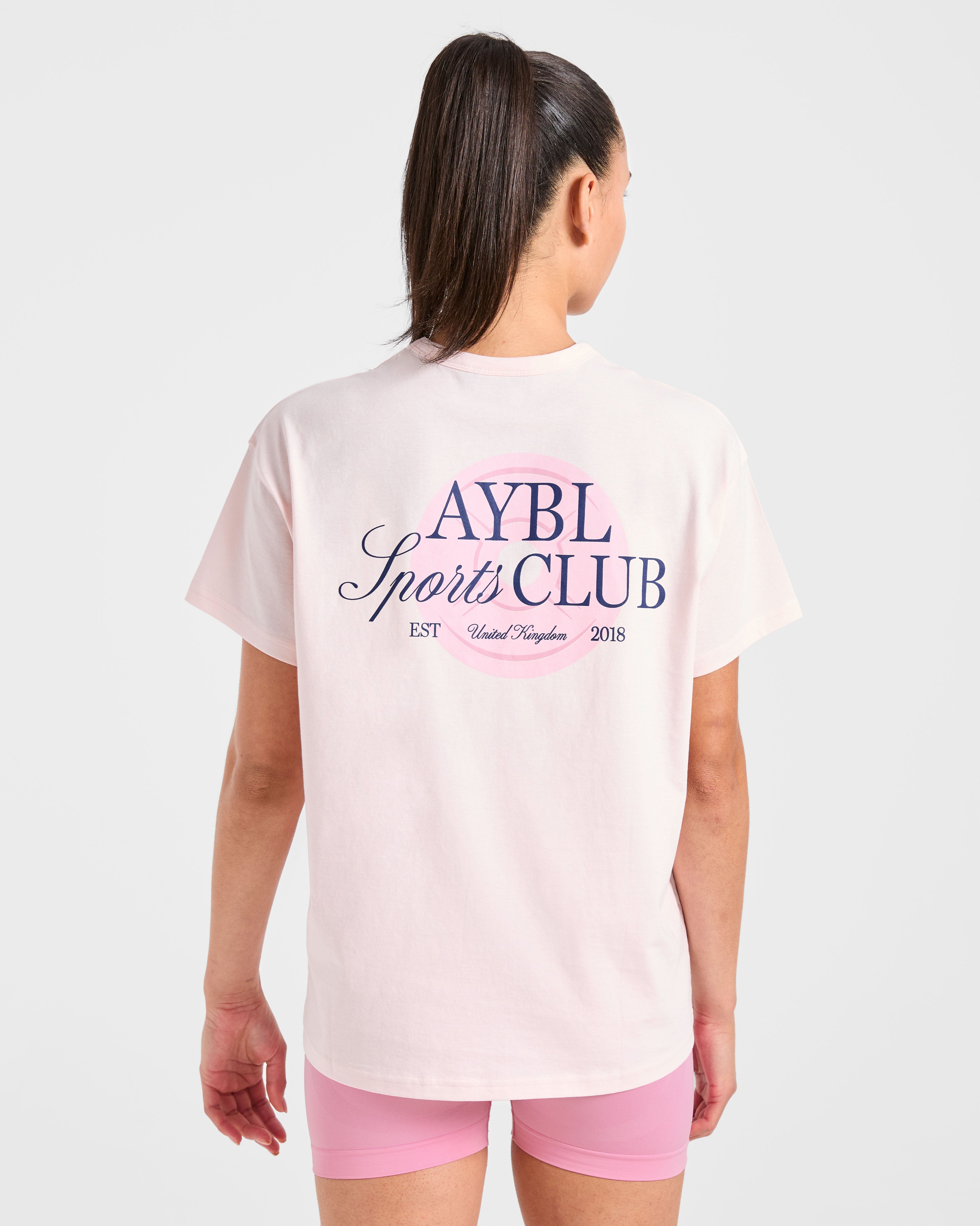 AYBL Sports Club Script Oversized T Shirt - Roze
