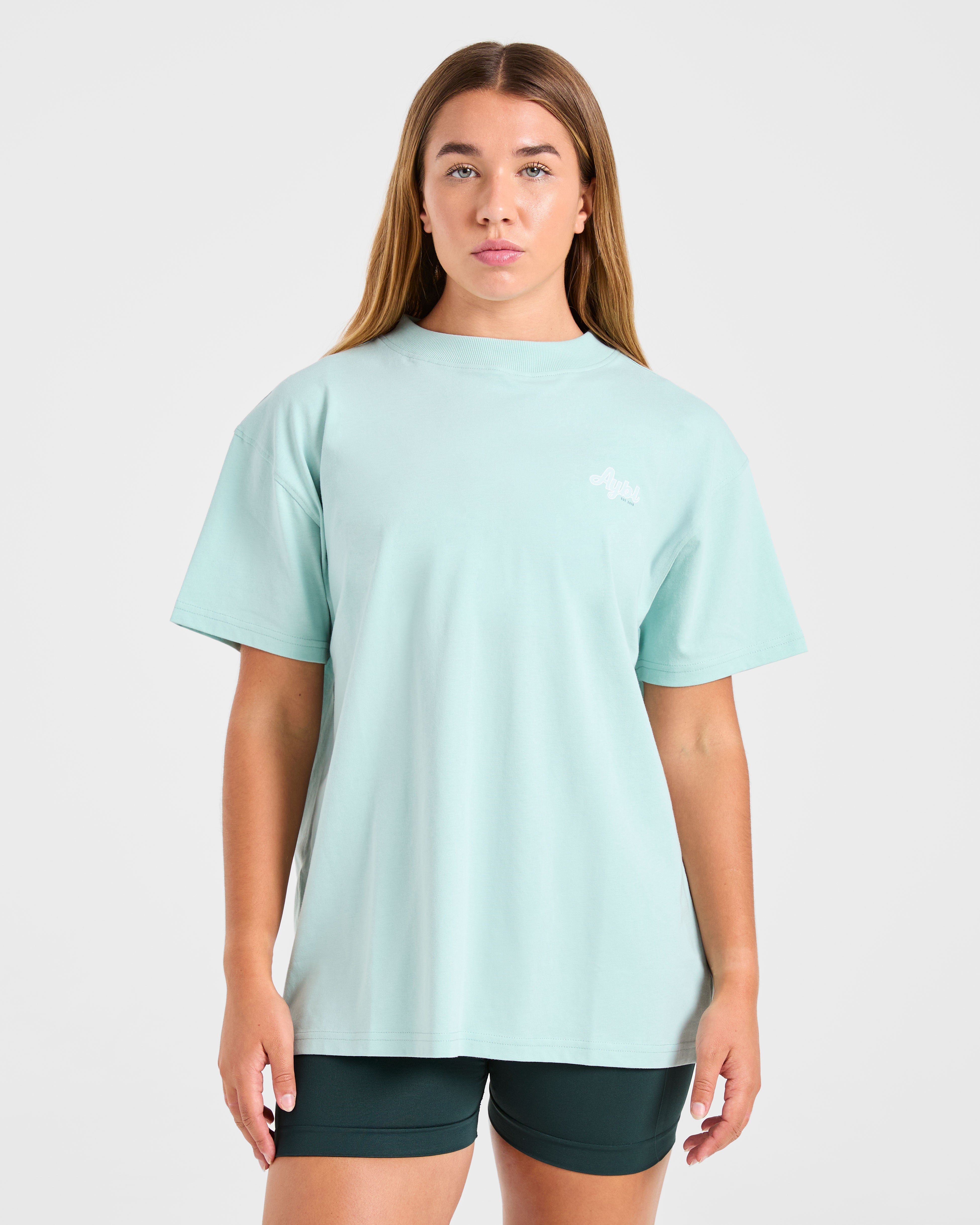 Sports Wellness Oversized T Shirt - Aqua Groen