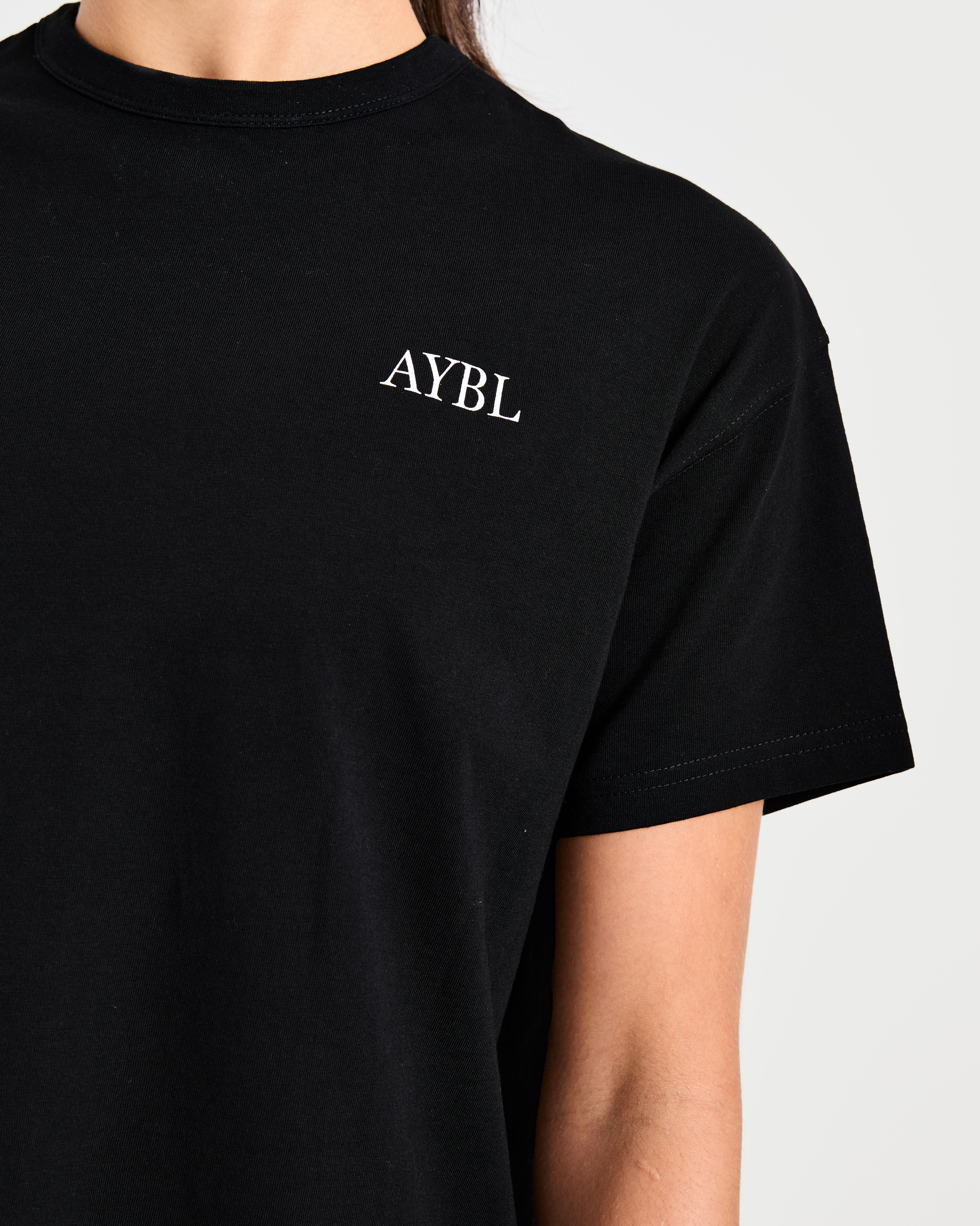 AYBL Sports Club Script Oversized T Shirt - Zwart