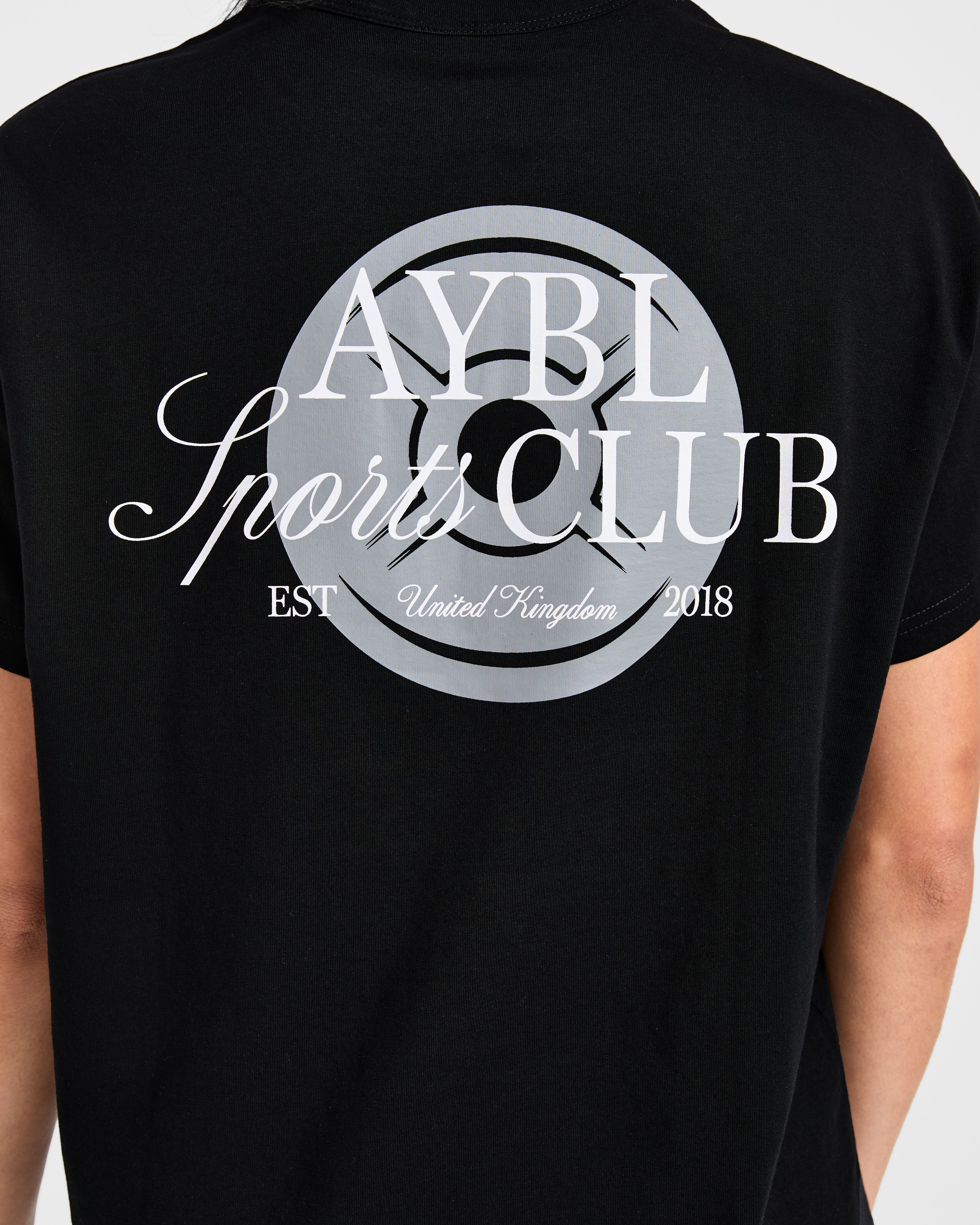 AYBL Sports Club Script Oversized T Shirt - Zwart