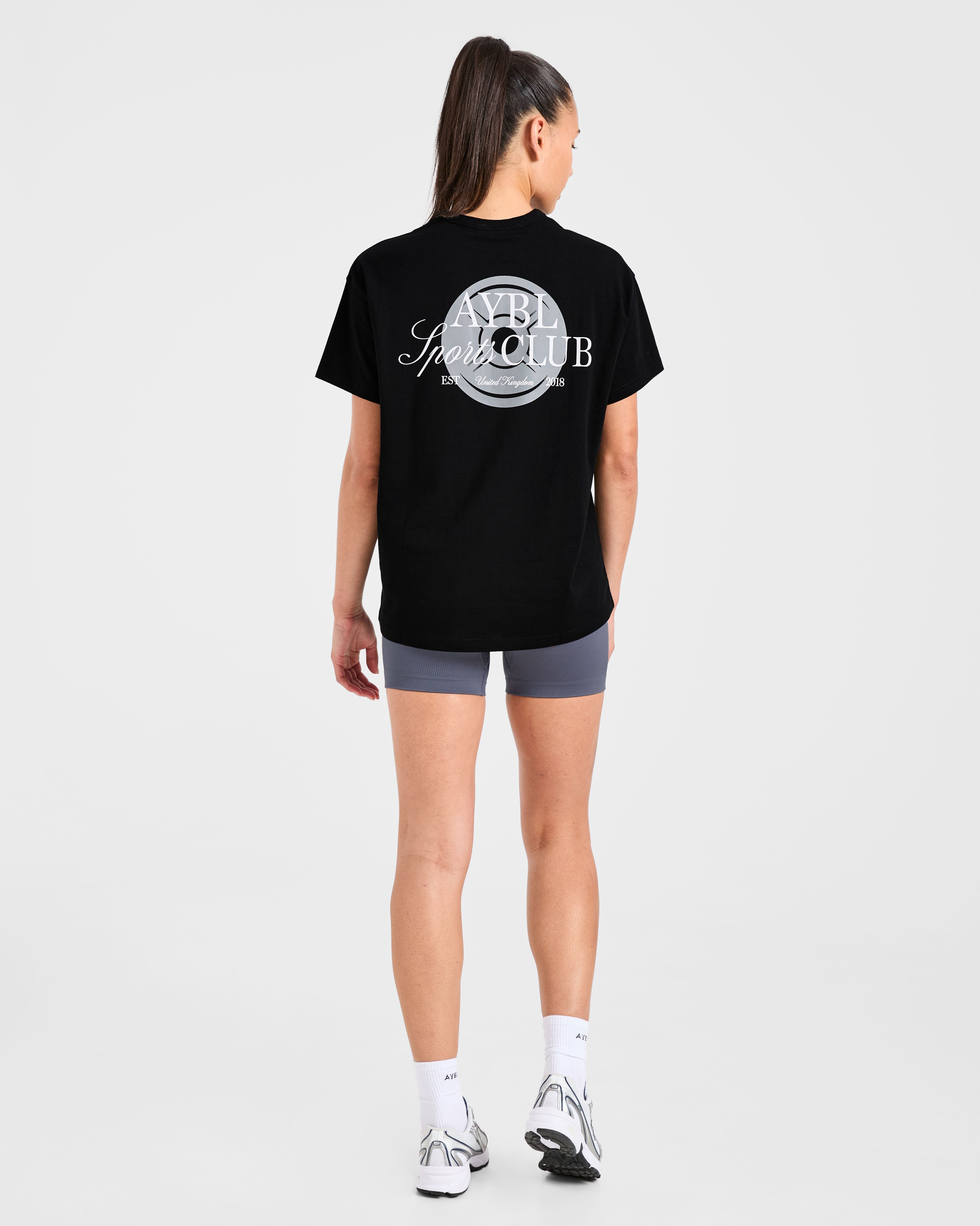 AYBL Sports Club Script Oversized T Shirt - Zwart