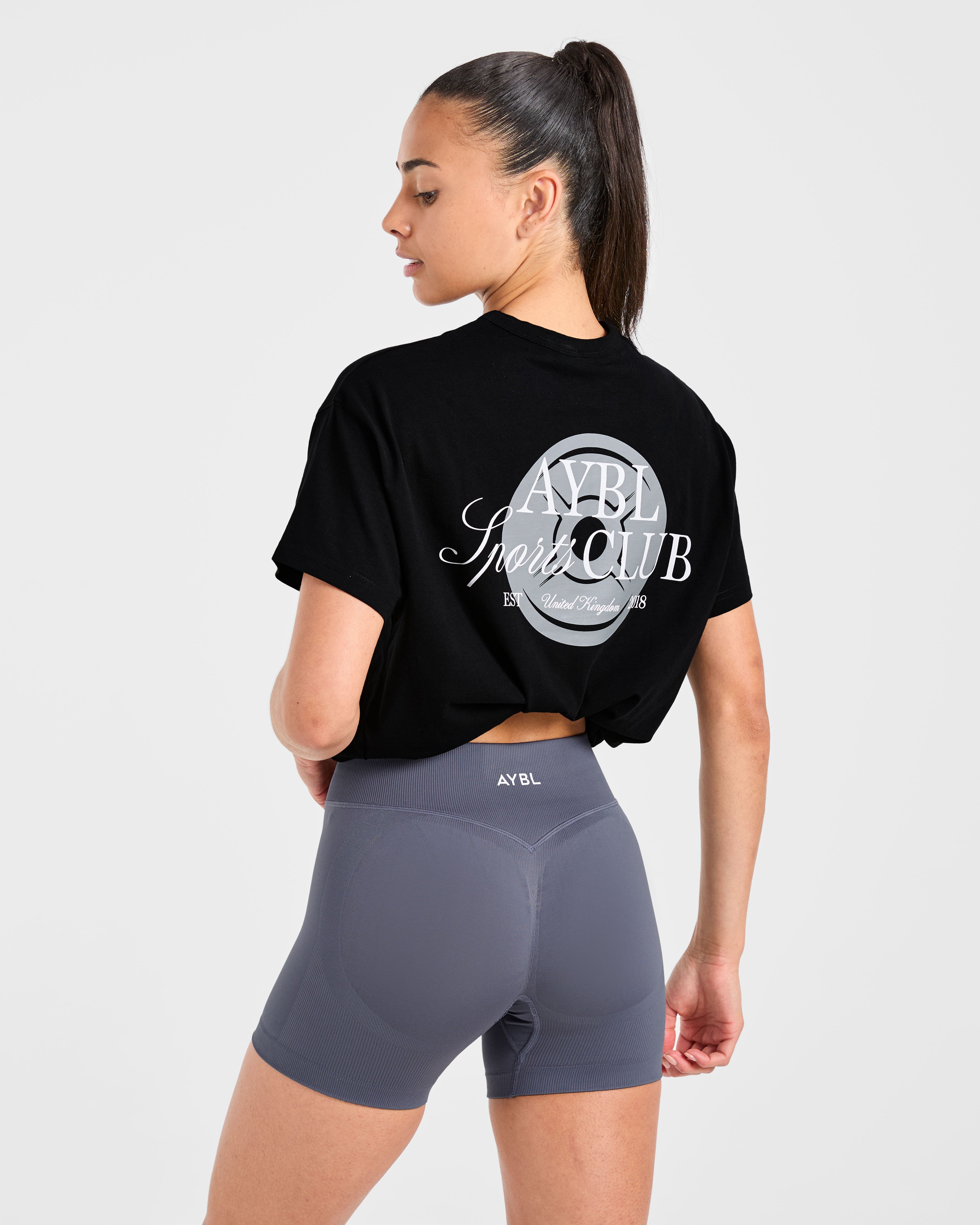 AYBL Sports Club Script Oversized T Shirt - Zwart