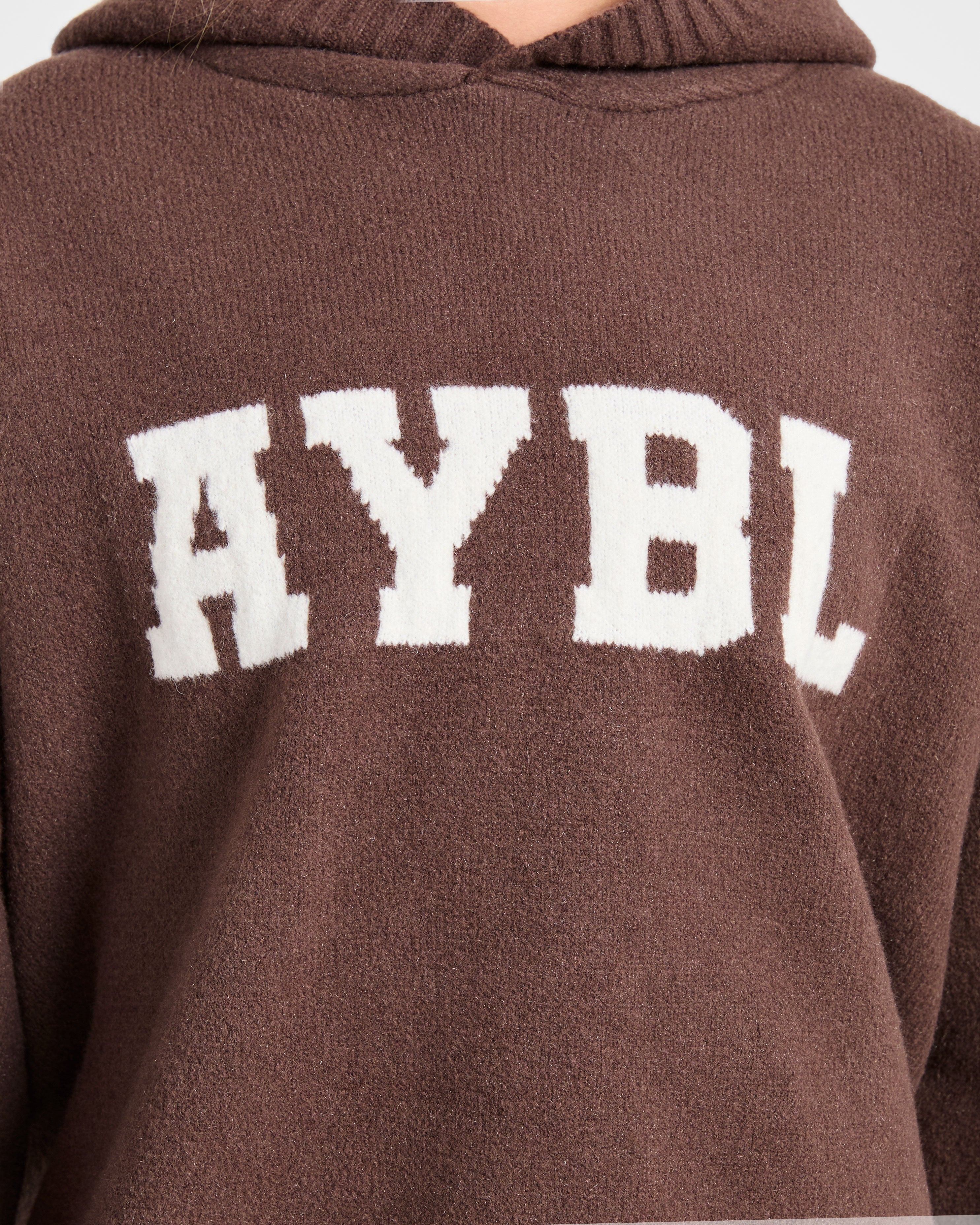 Varsity Oversized Knitted Hoodie - Bruin