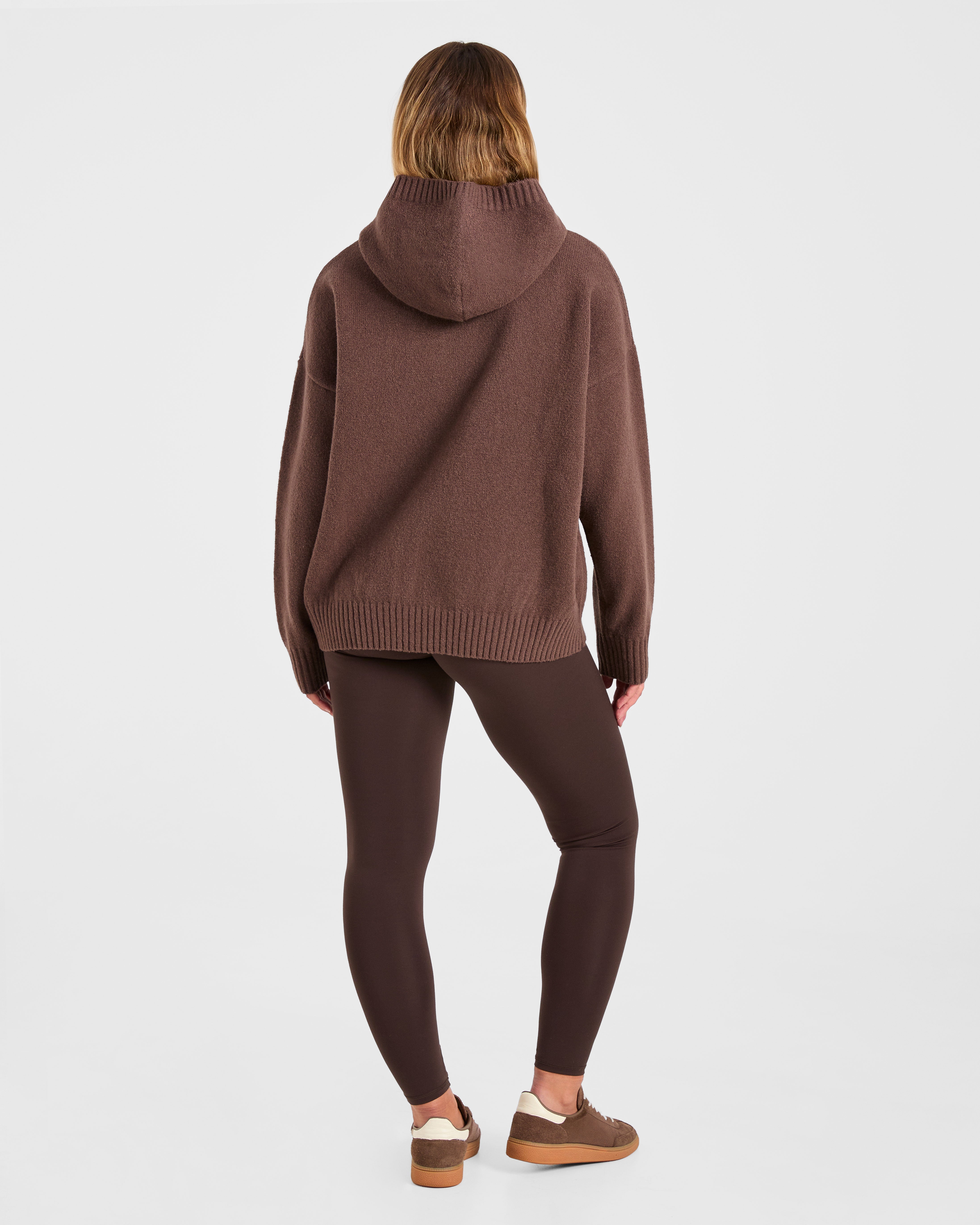 Varsity Oversized Knitted Hoodie - Bruin