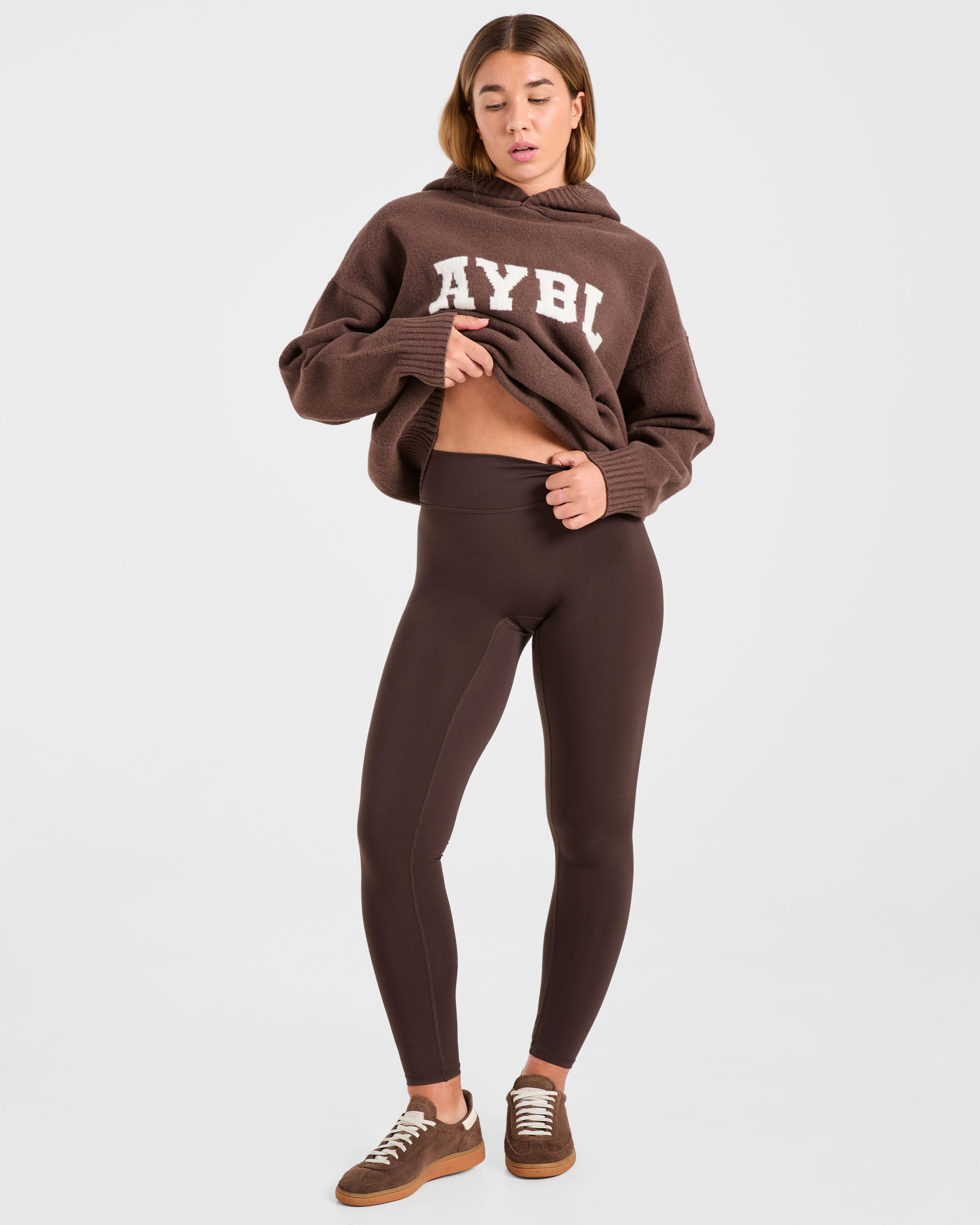 Varsity Oversized Knitted Hoodie - Bruin