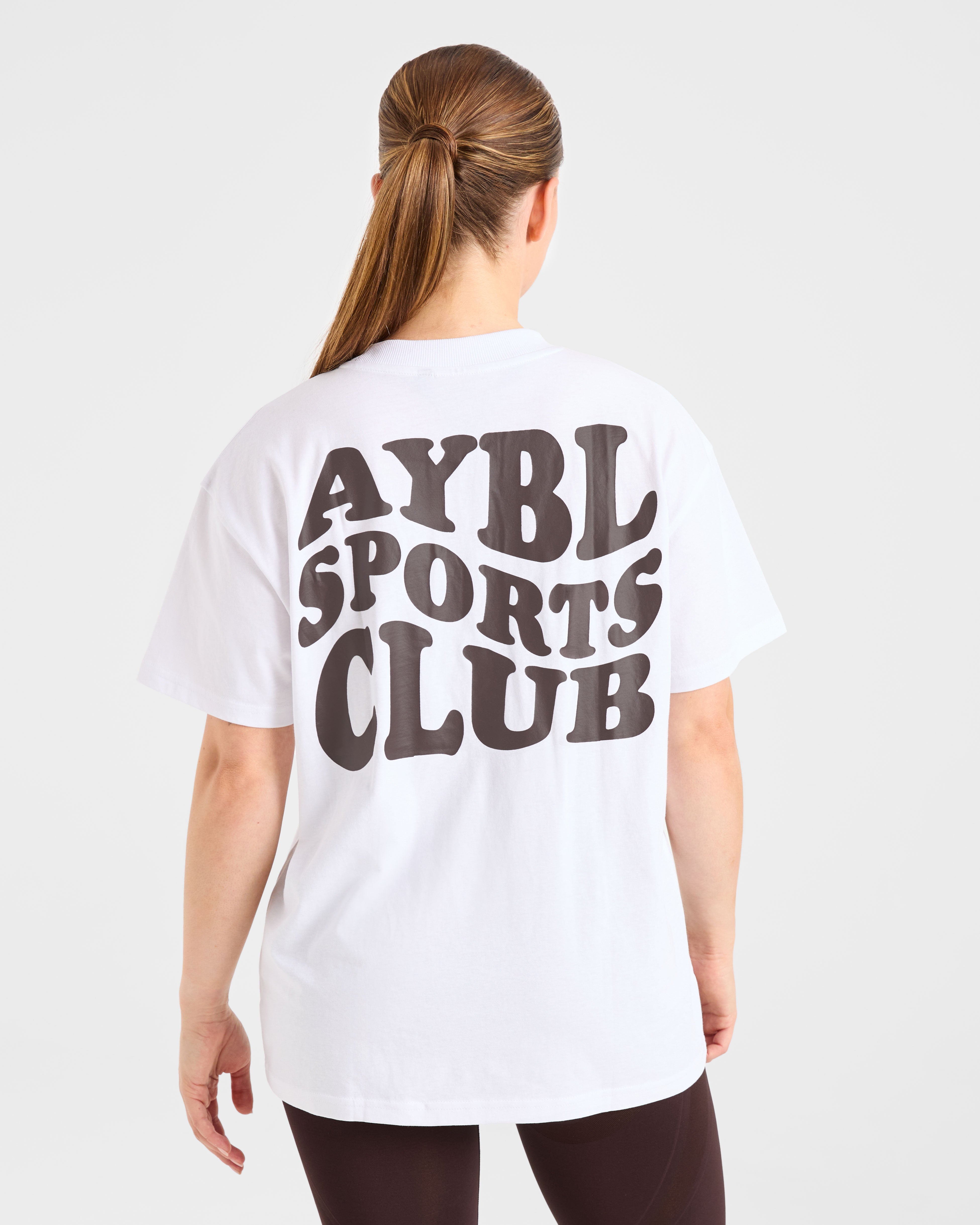 Sports Club Wavy Oversized T Shirt - Wit/Cocoa Bruin