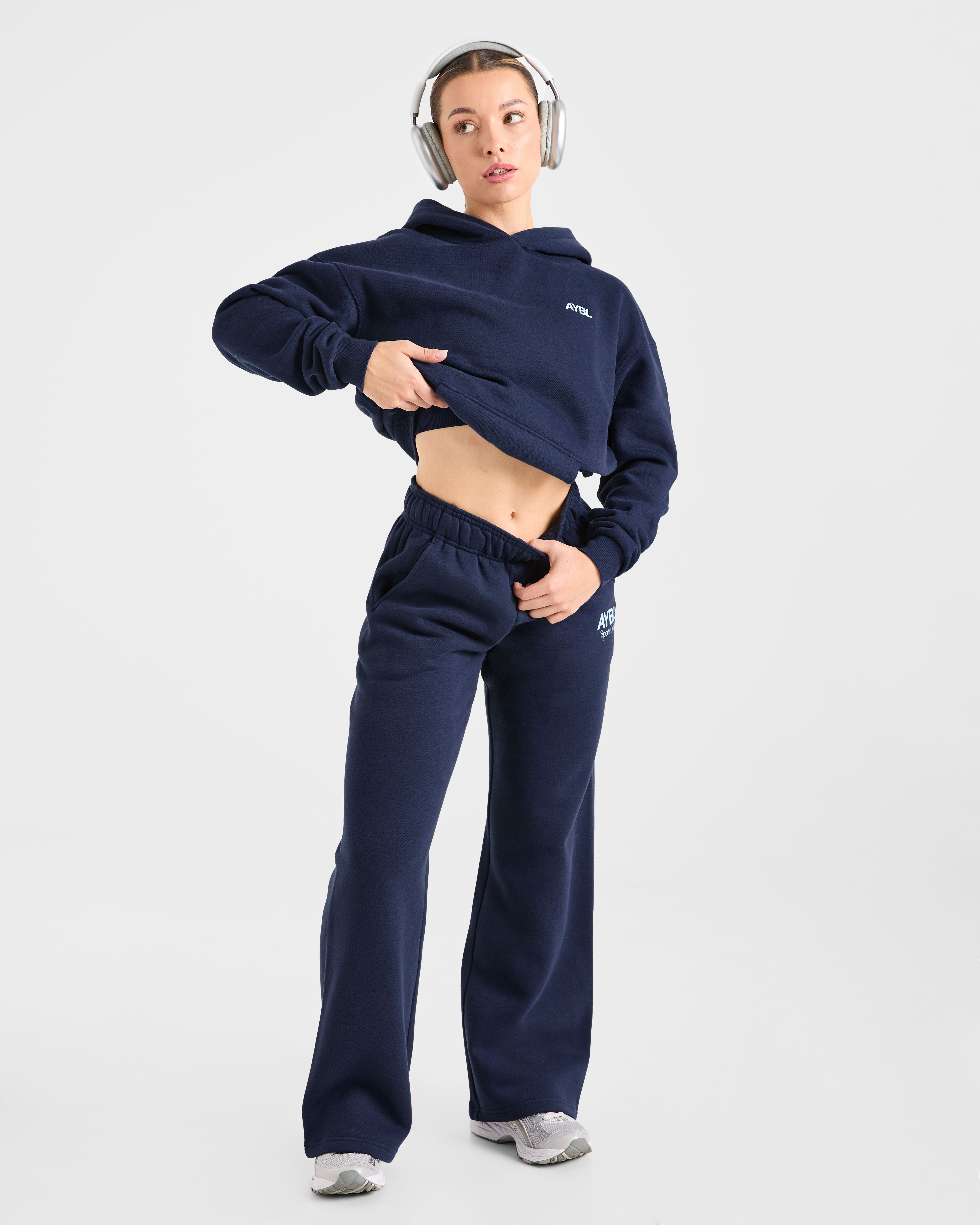 AYBL Sports Club Oversized Straight Leg Joggers - Navy/Blauw