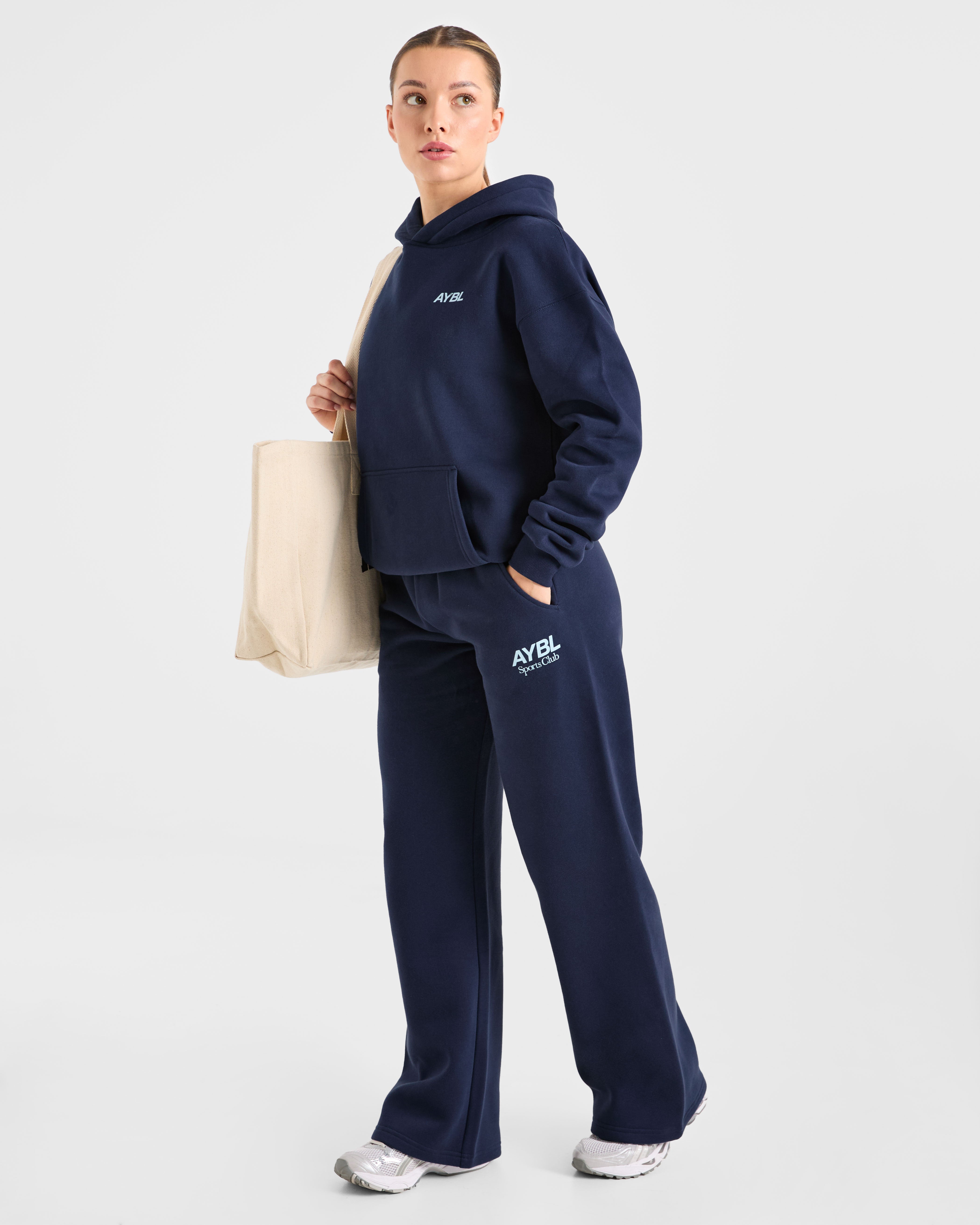 AYBL Sports Club Oversized Straight Leg Joggers - Navy/Blauw