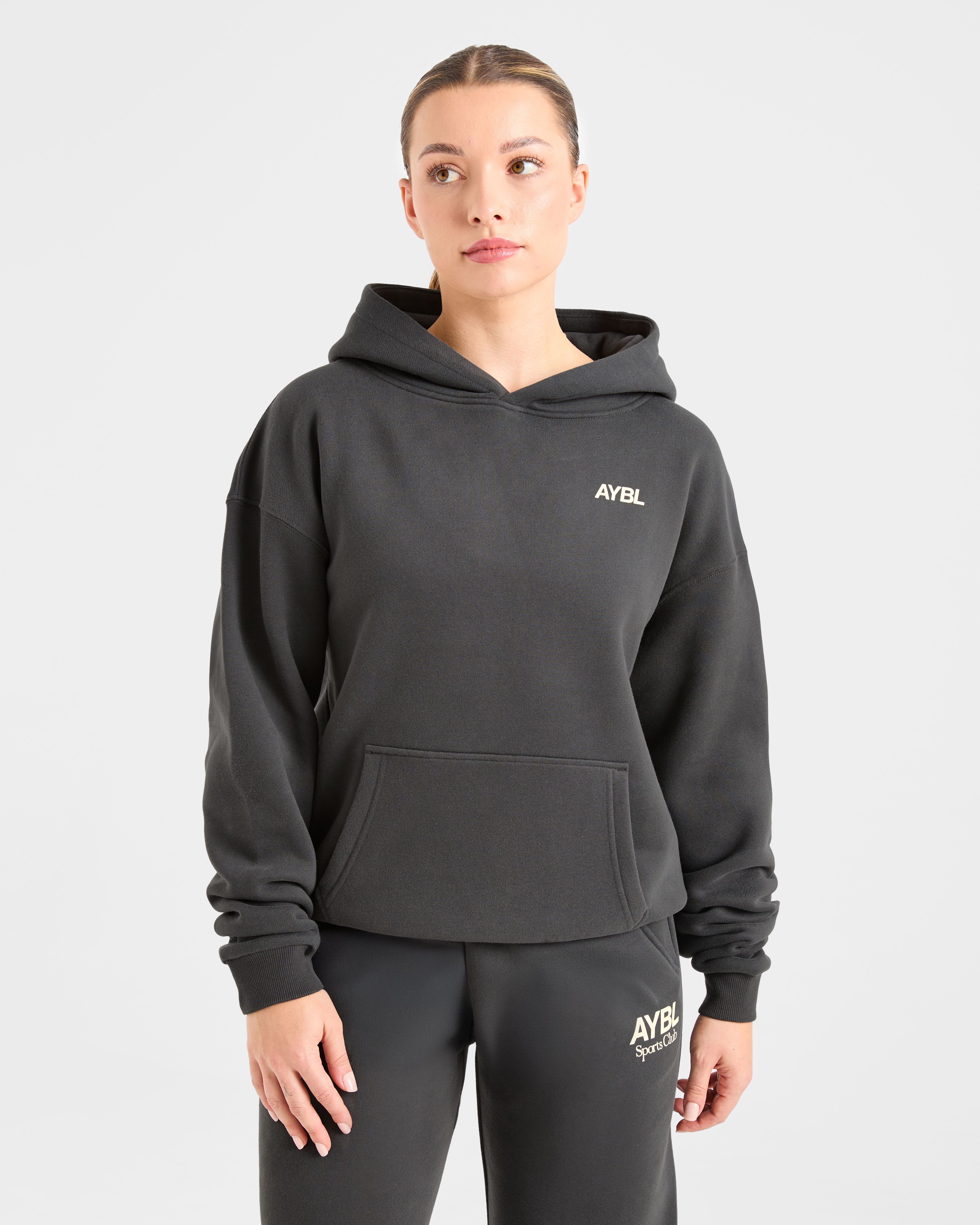 AYBL Sports Club Oversized Hoodie - Charcoal/Geel