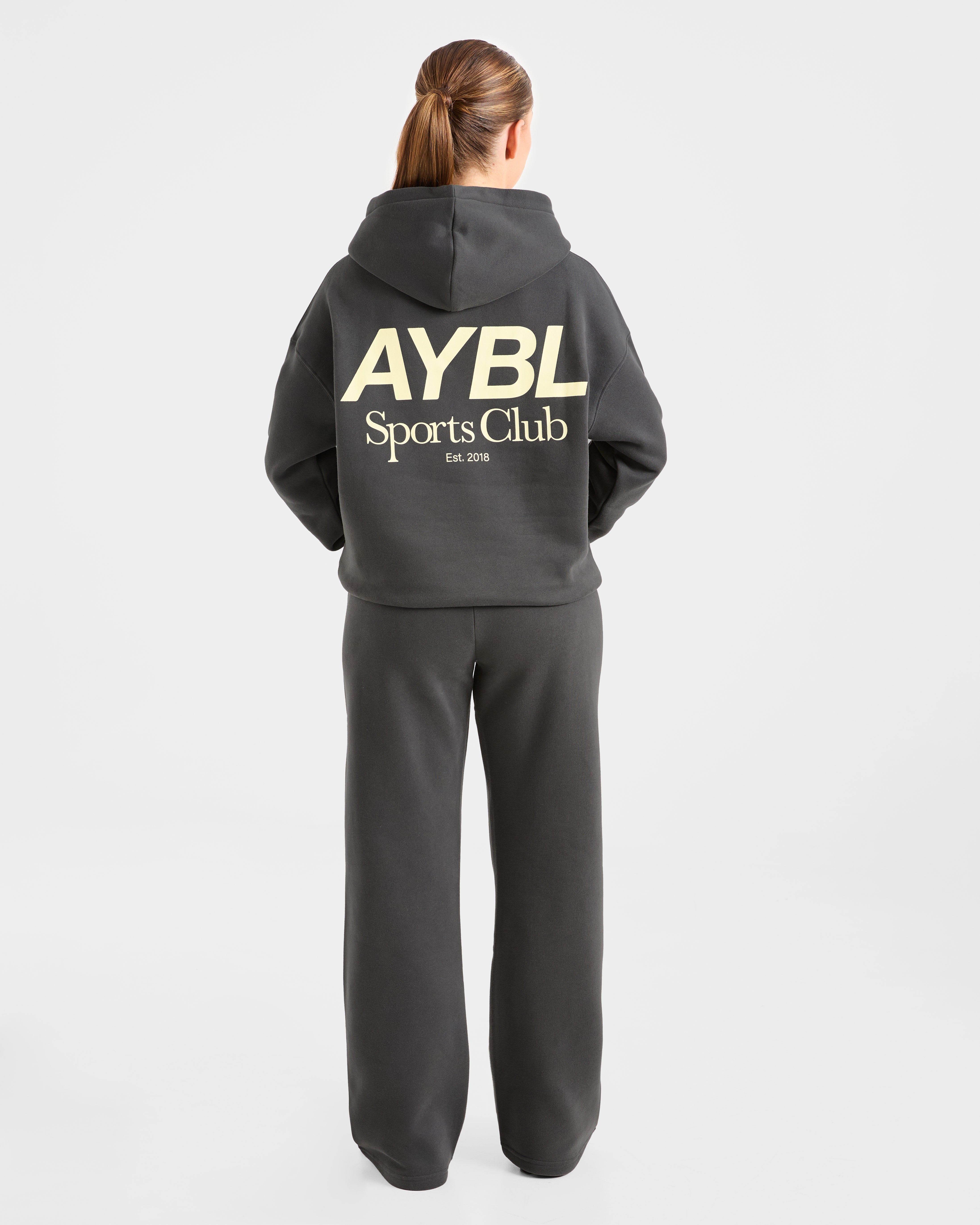 AYBL Sports Club Oversized Hoodie - Charcoal/Geel