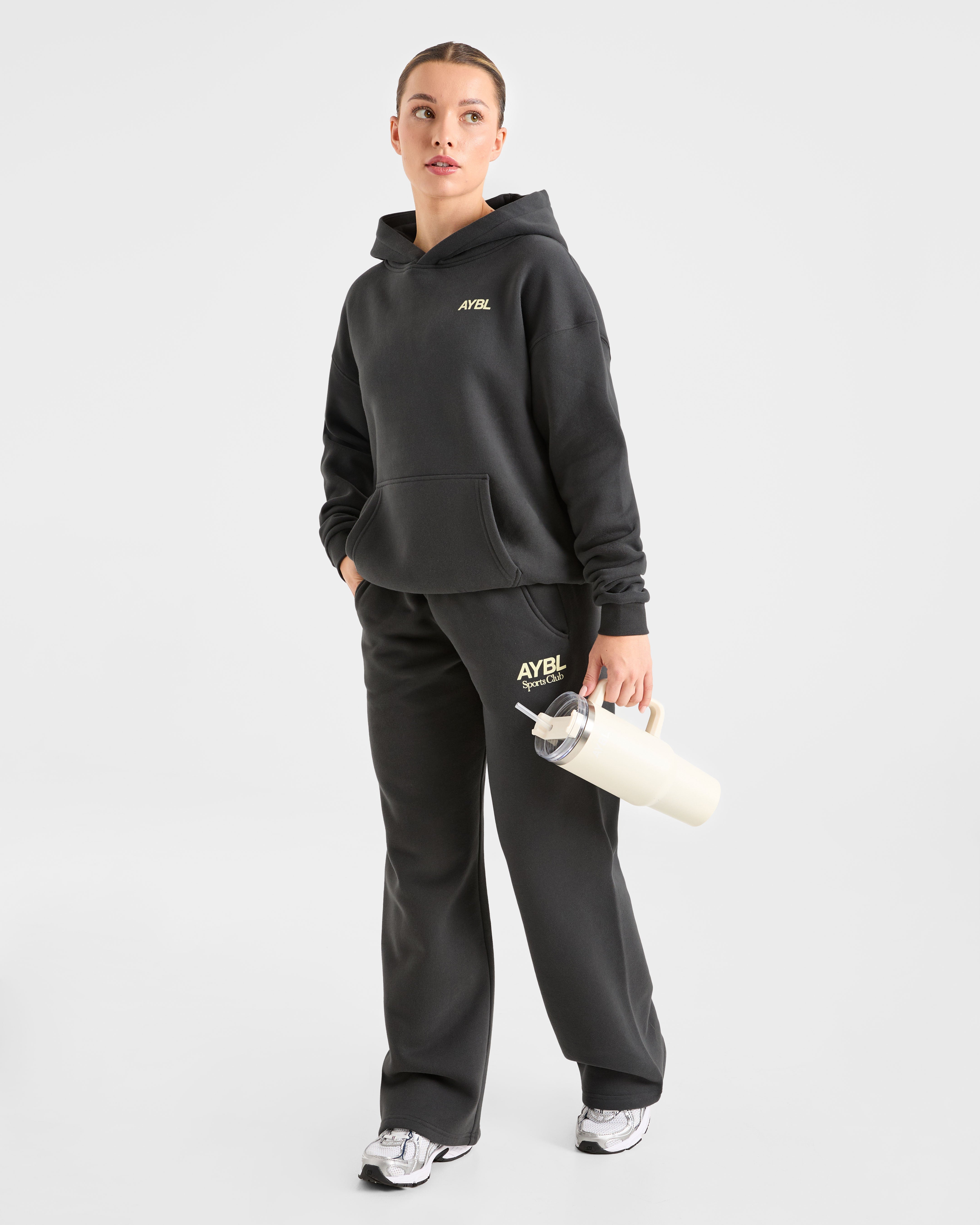 AYBL Sports Club Oversized Hoodie - Charcoal/Geel