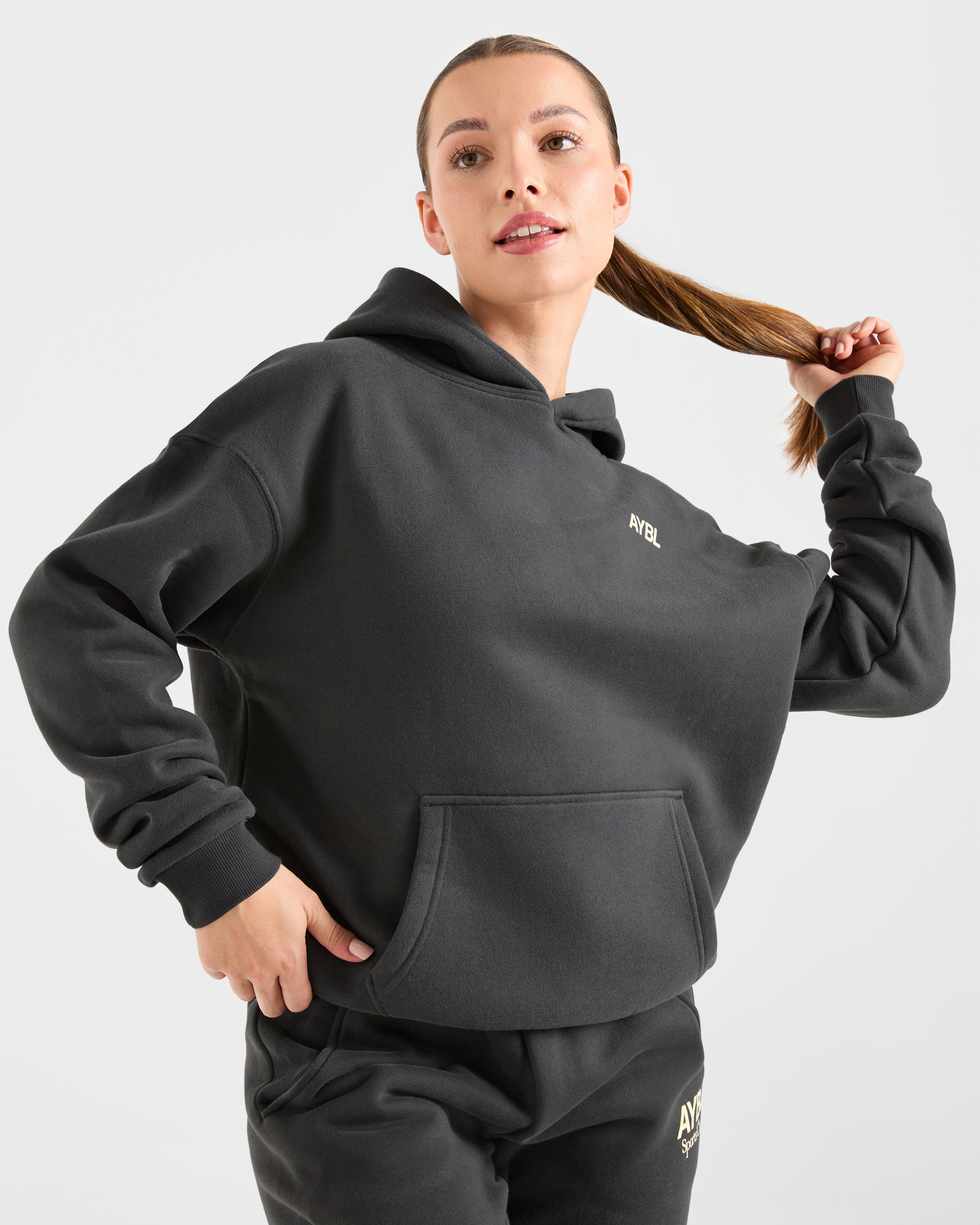 AYBL Sports Club Oversized Hoodie - Charcoal/Geel