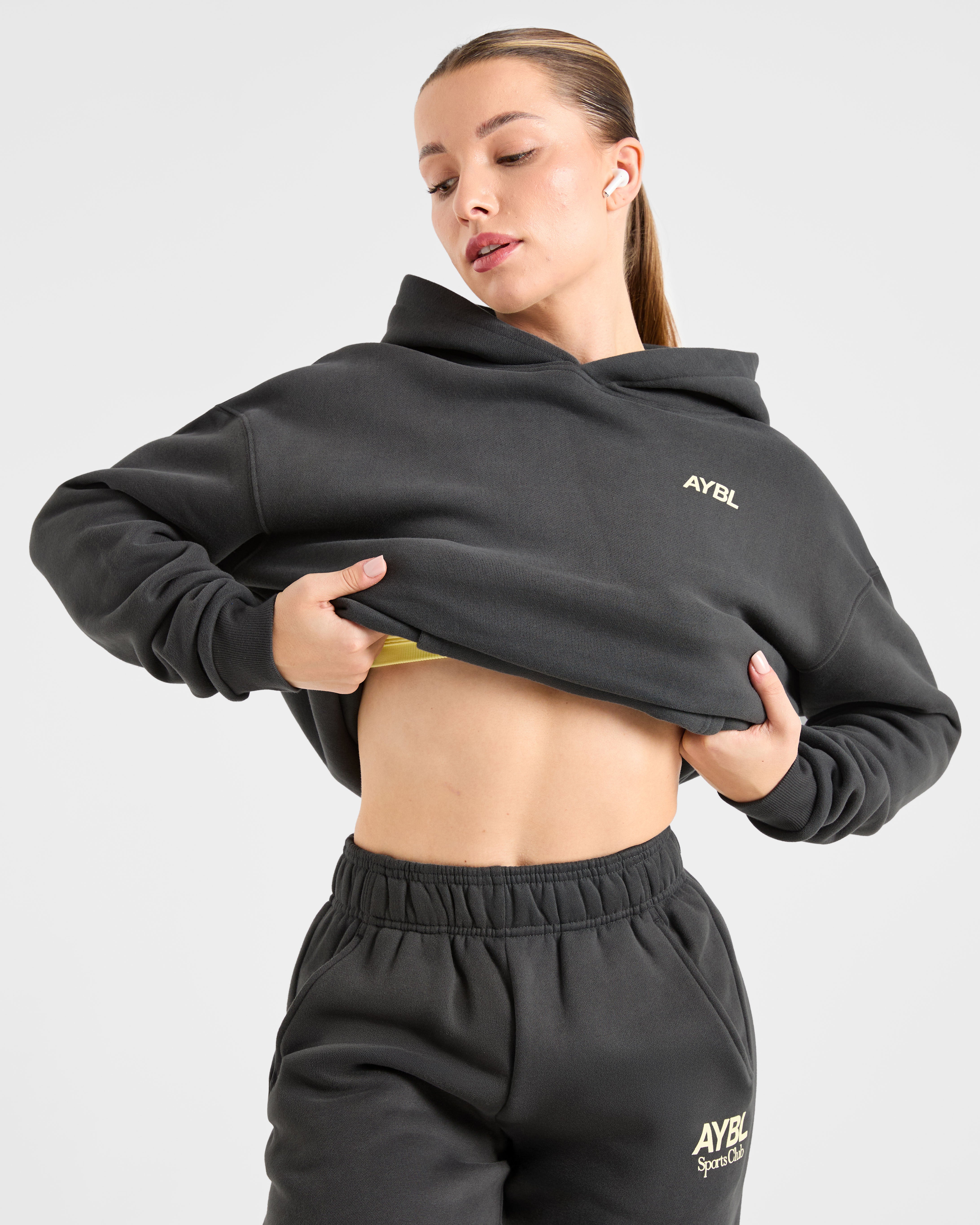AYBL Sports Club Oversized Straight Leg Joggers - Charcoal/Geel