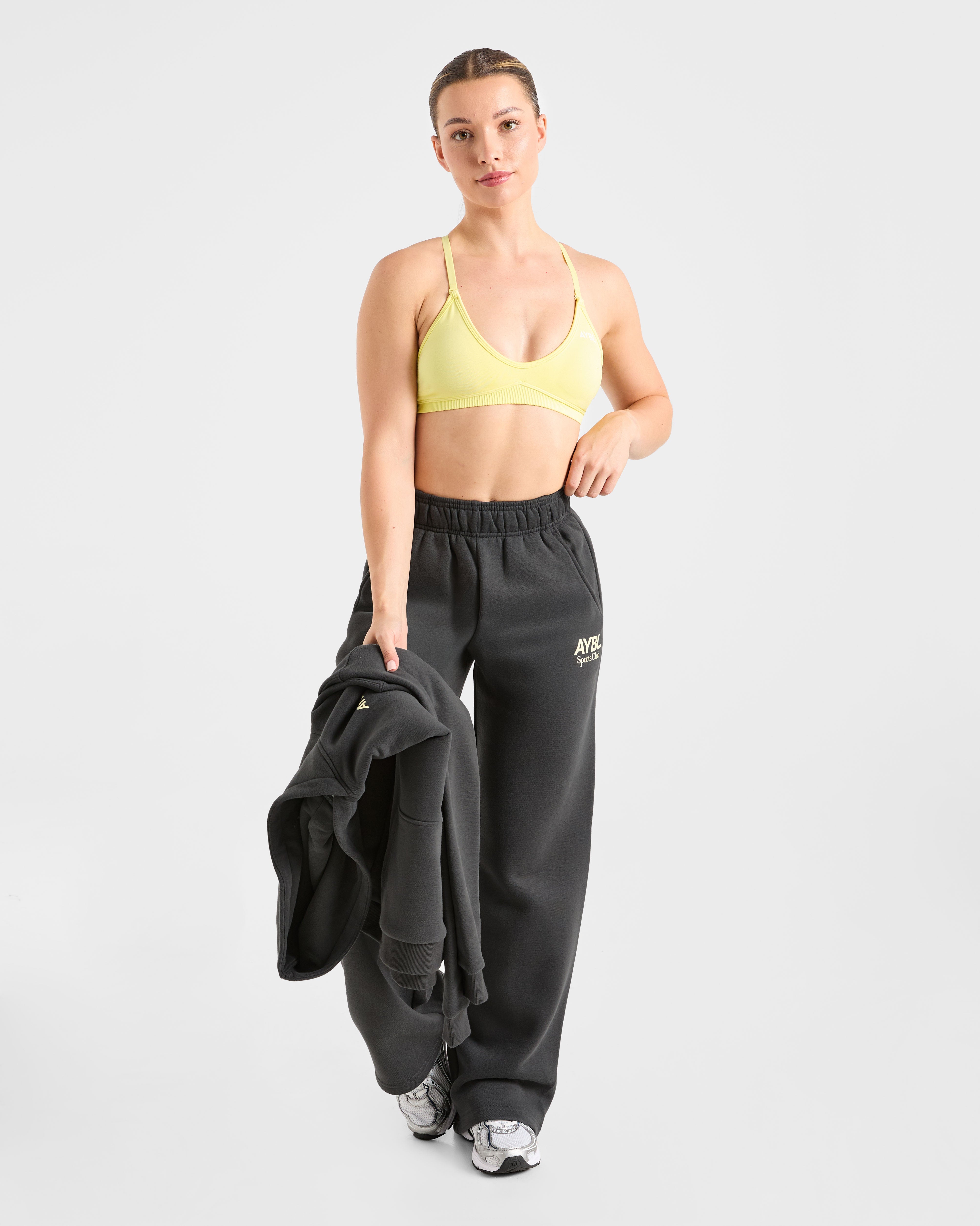 AYBL Sports Club Oversized Straight Leg Joggers - Charcoal/Geel