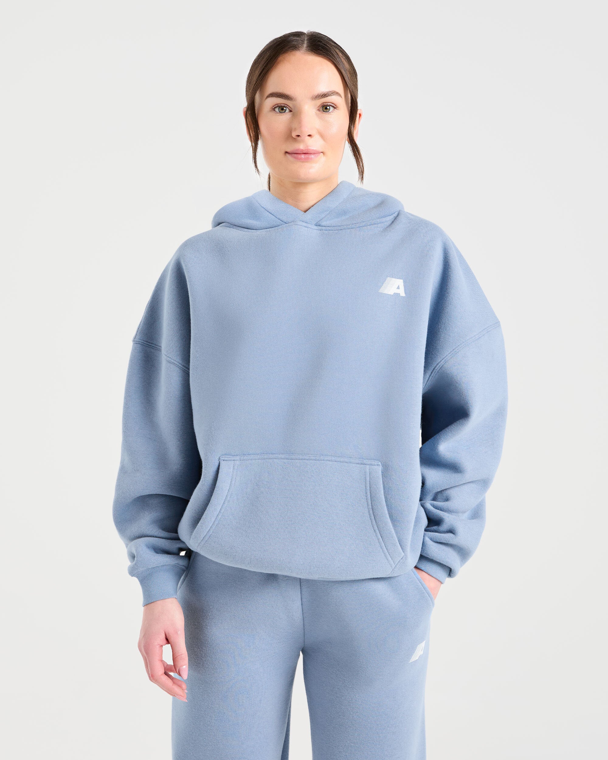 Retro Athletics Oversized Hoodie - Vintage Blauw