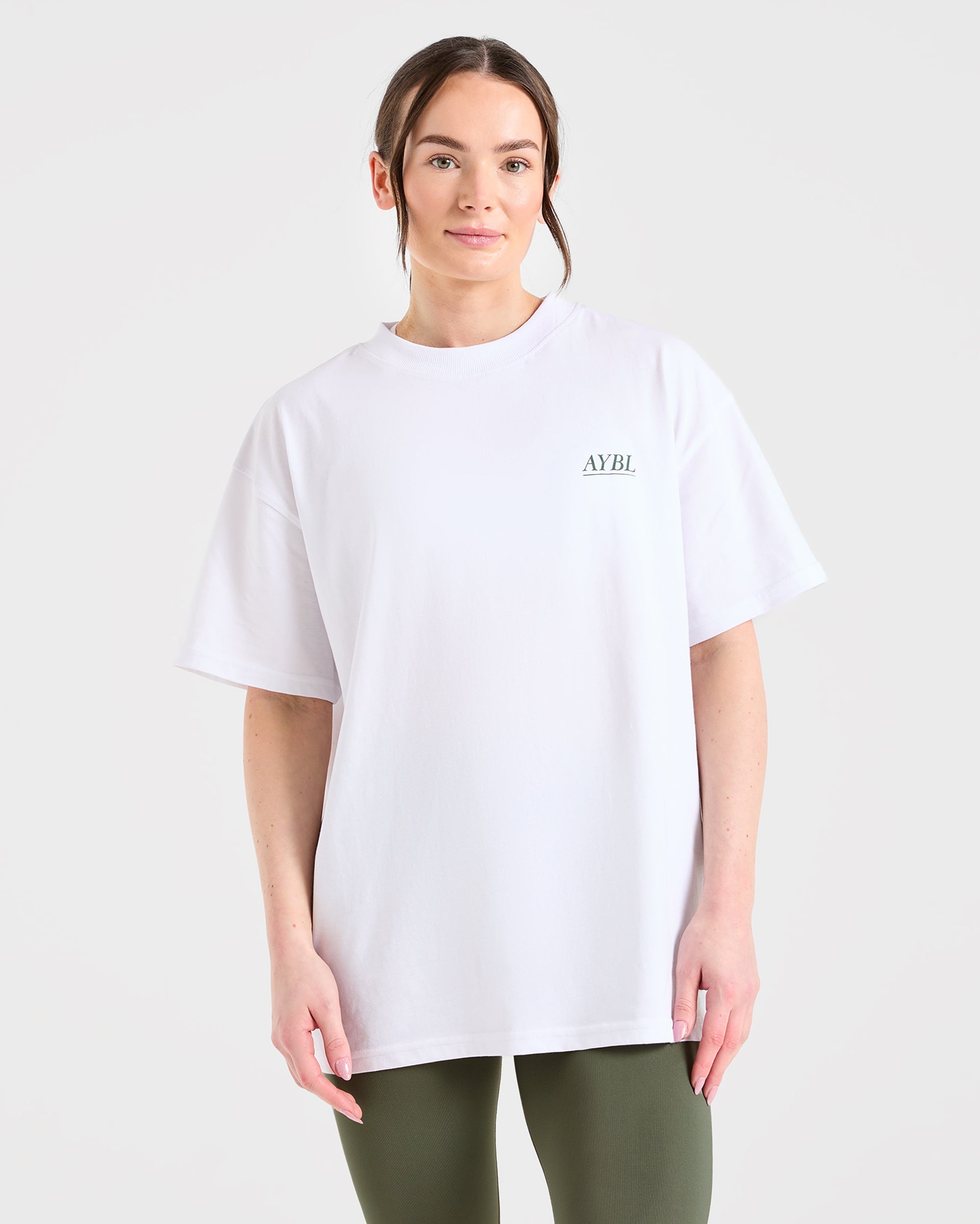 Power Lifting Illustration T Shirt - Wit/Groen