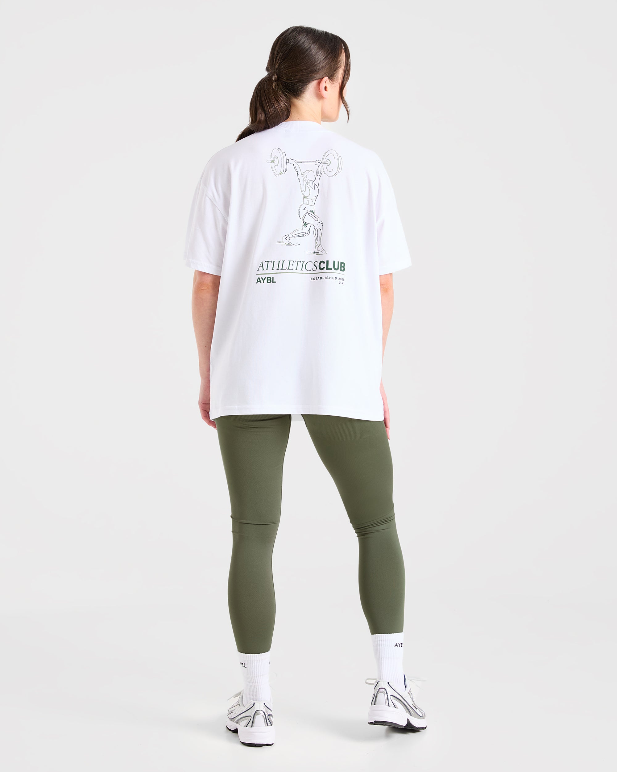 Power Lifting Illustration T Shirt - Wit/Groen