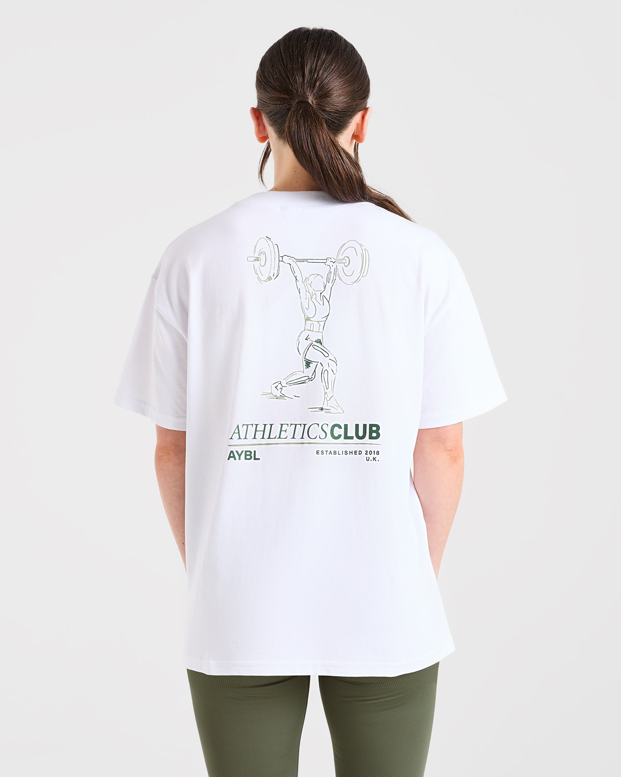Power Lifting Illustration T Shirt - Wit/Groen