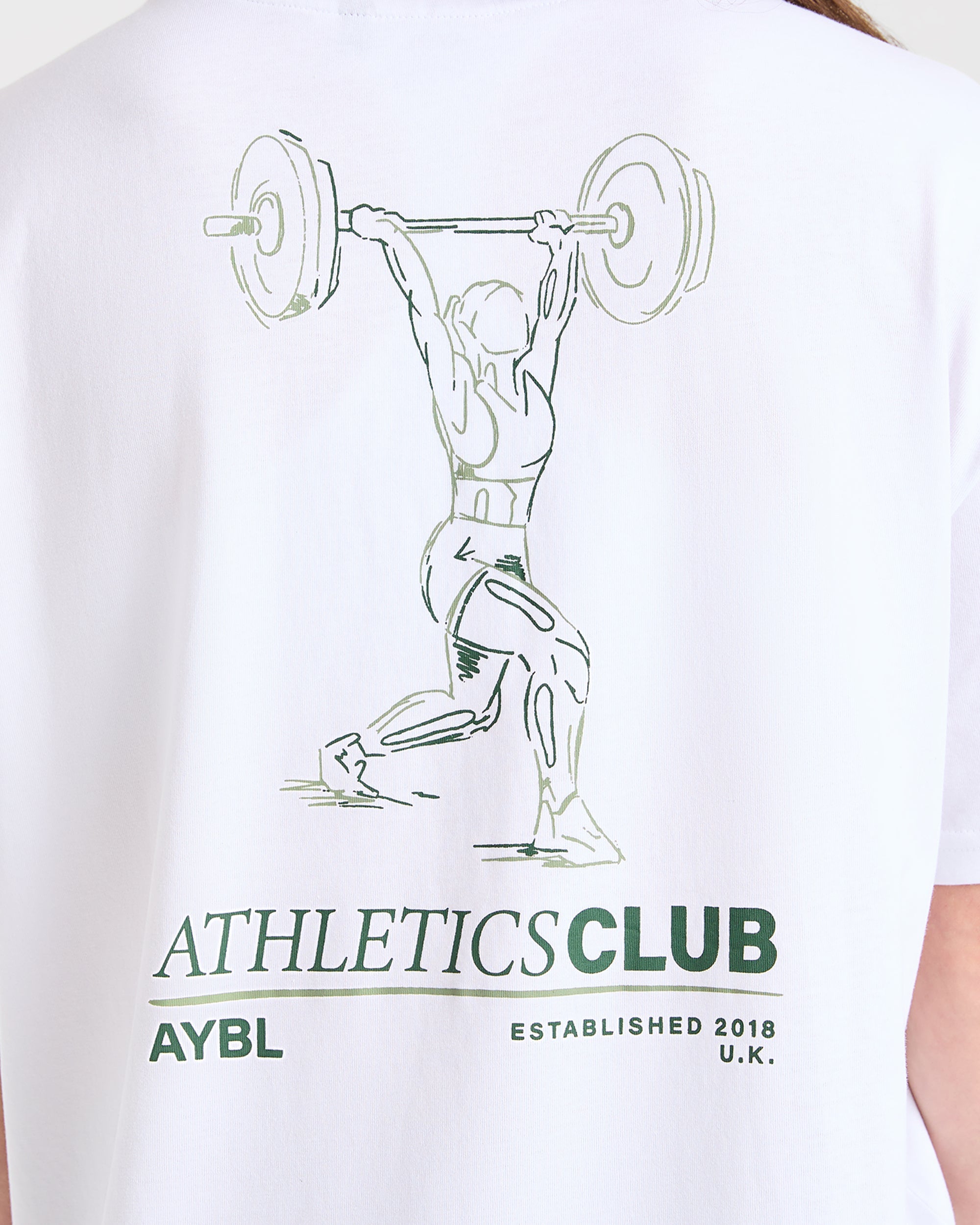 Power Lifting Illustration T Shirt - Wit/Groen