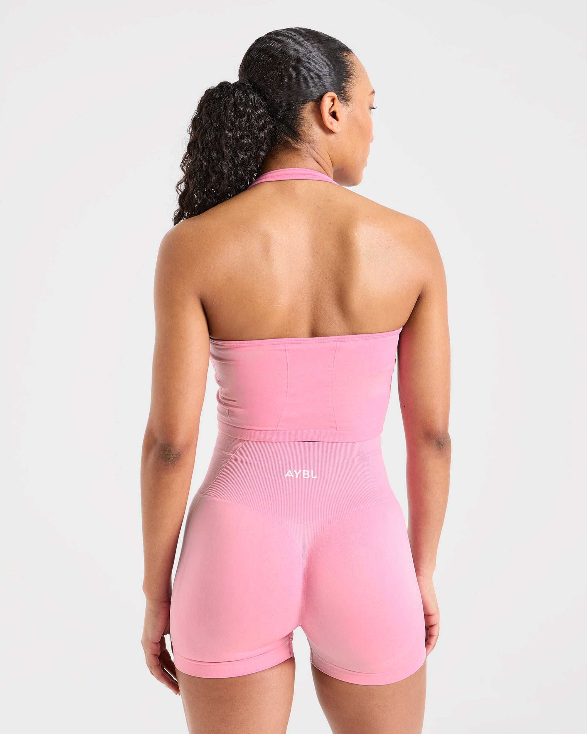 Empower Seamless Halterneck Crop Top - Baby Roze