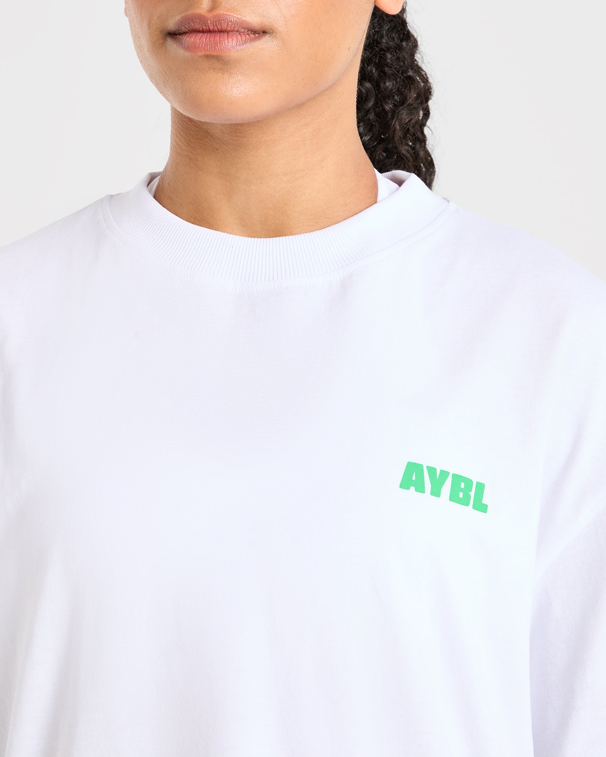Focused Wavy Oversized T Shirt - Wit/Groen