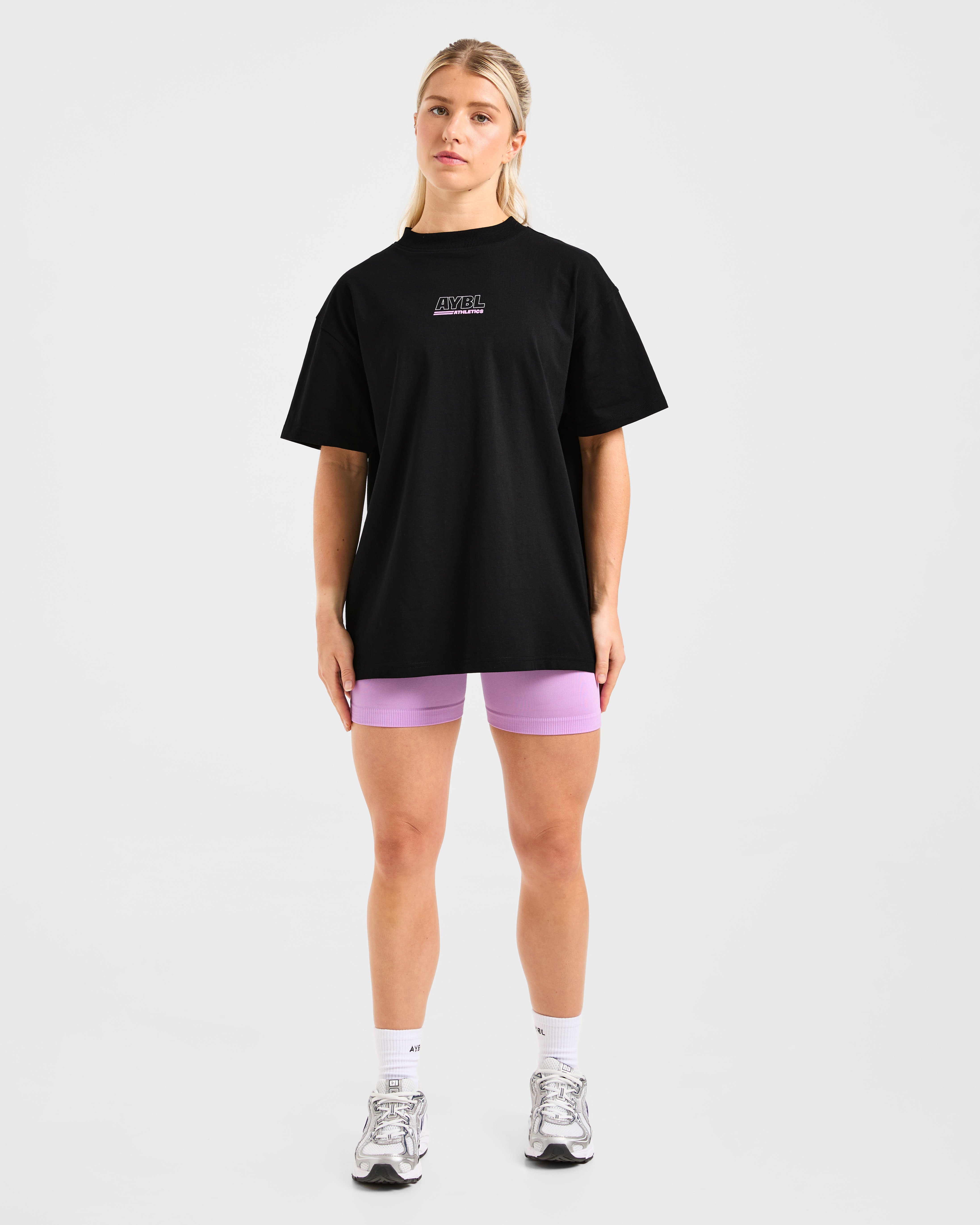 Athletics Track Oversized T Shirt - Zwart/Roze