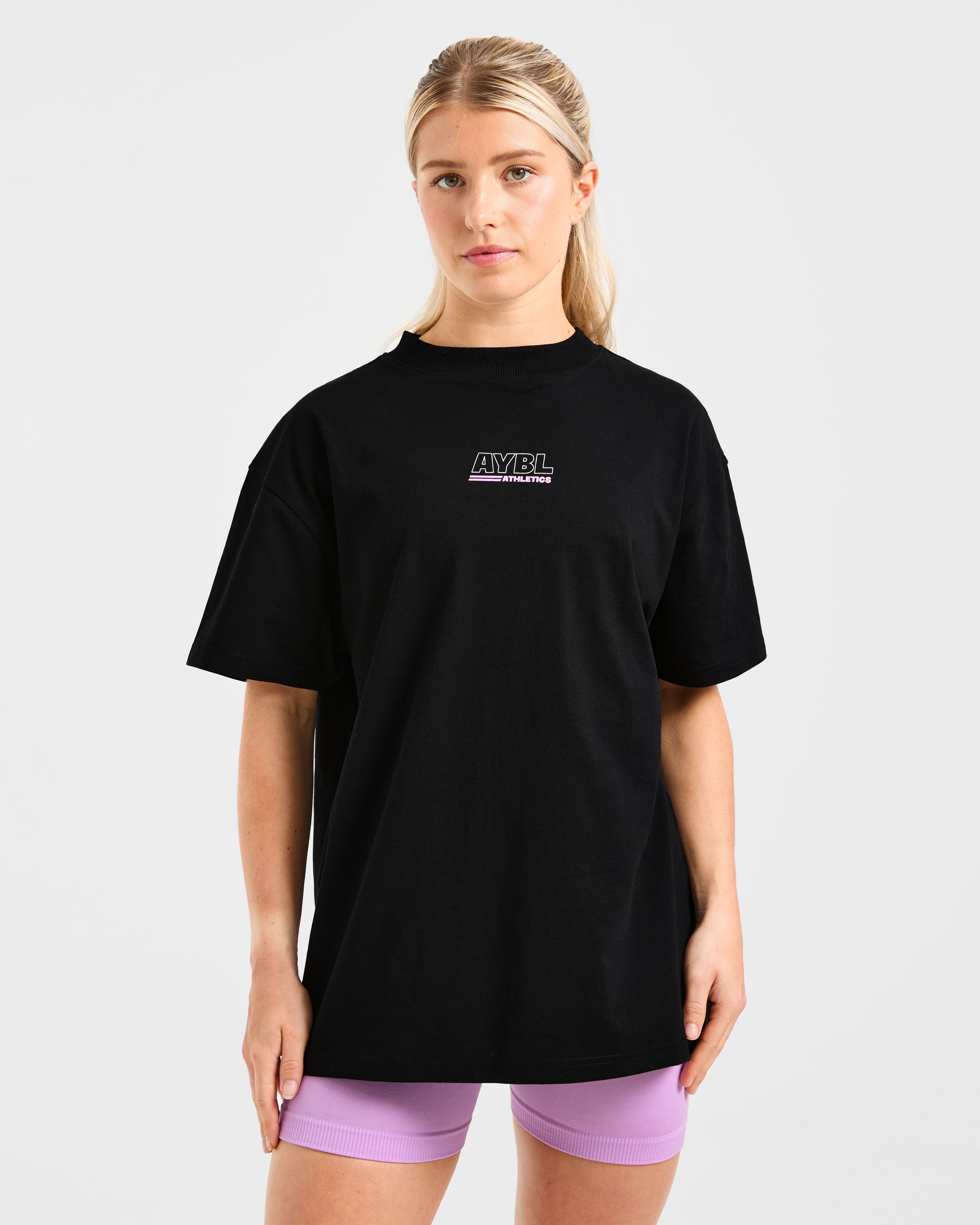 Athletics Track Oversized T Shirt - Zwart/Roze