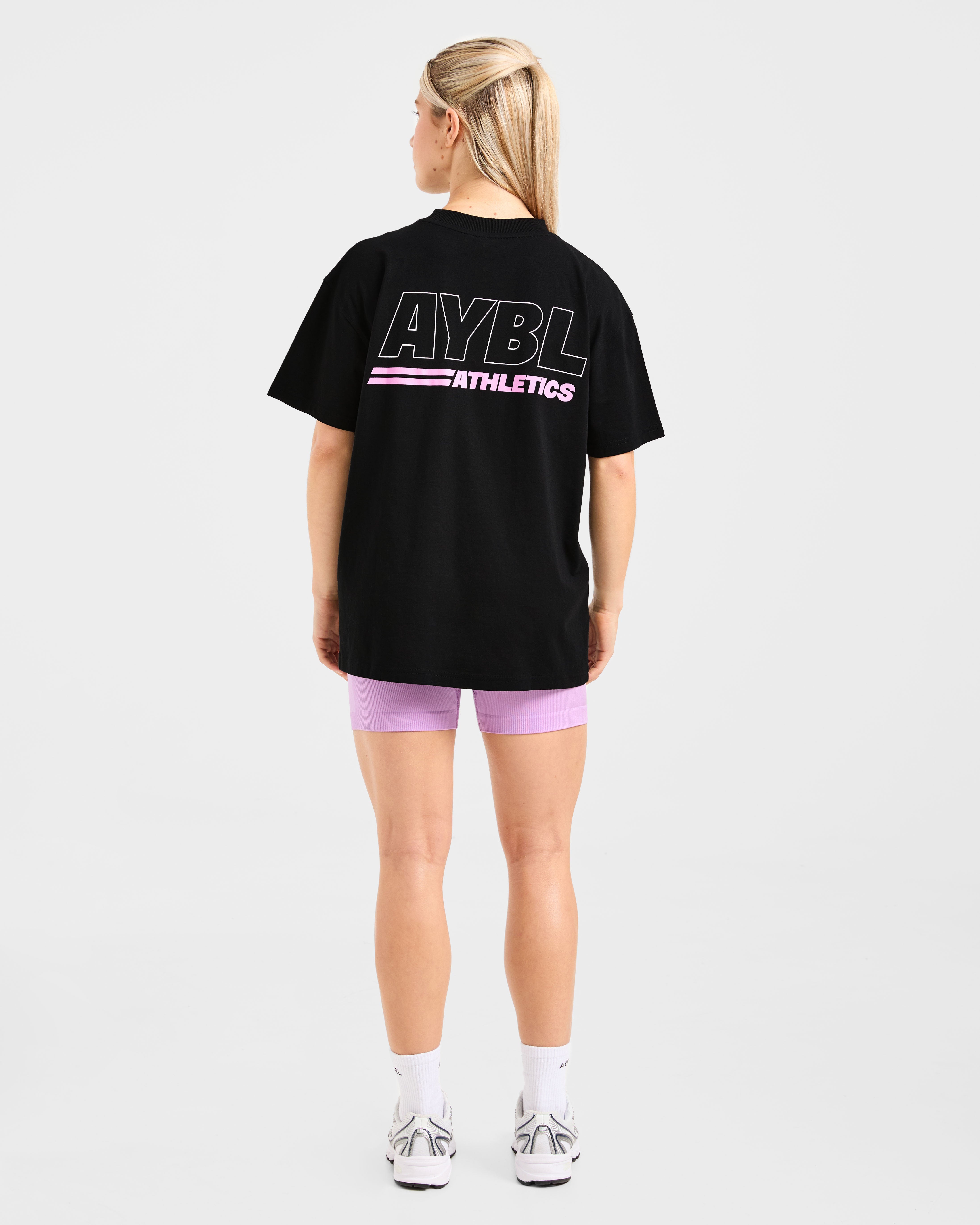 Athletics Track Oversized T Shirt - Zwart/Roze