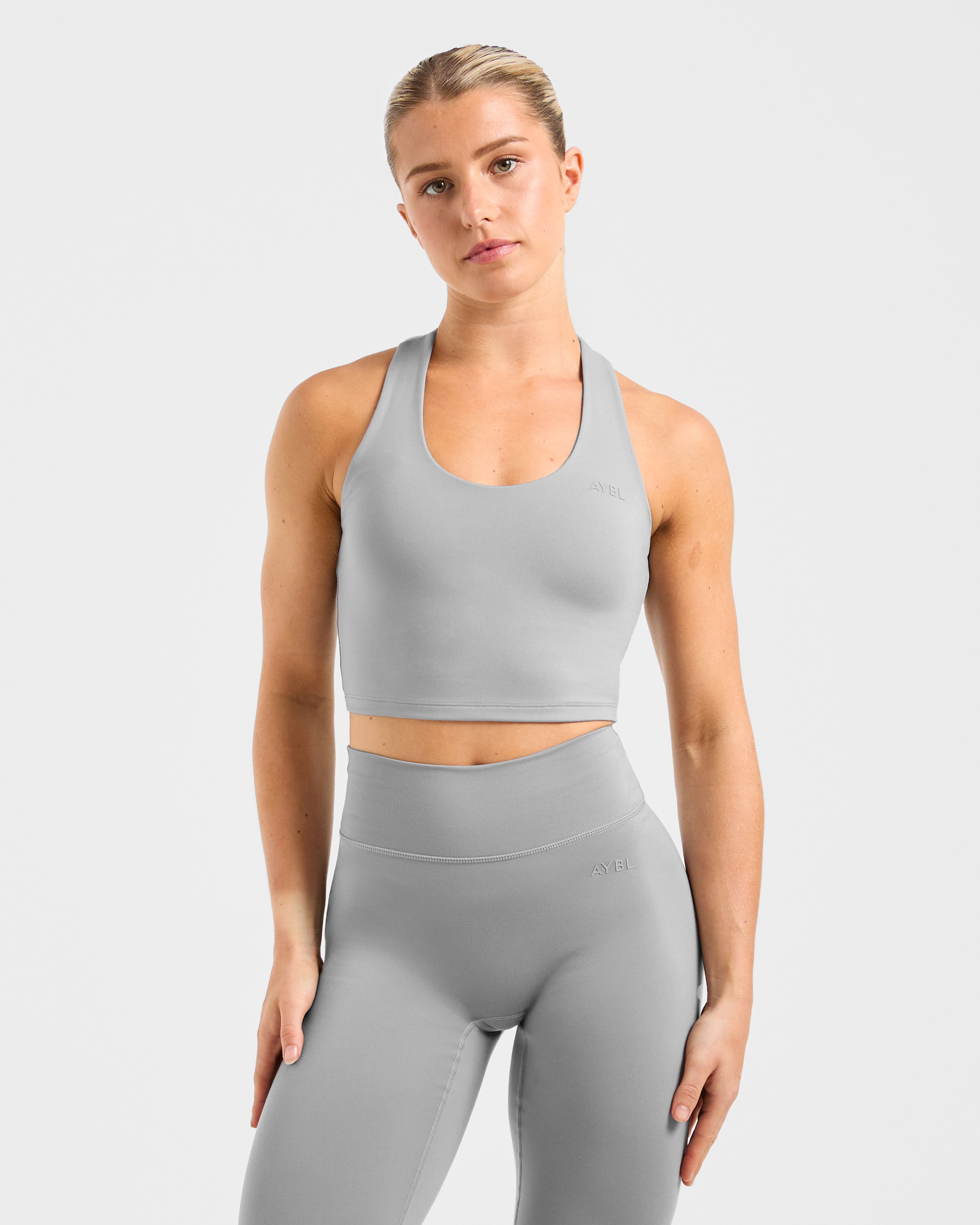 Staple Halterneck Crop Top - Grijs
