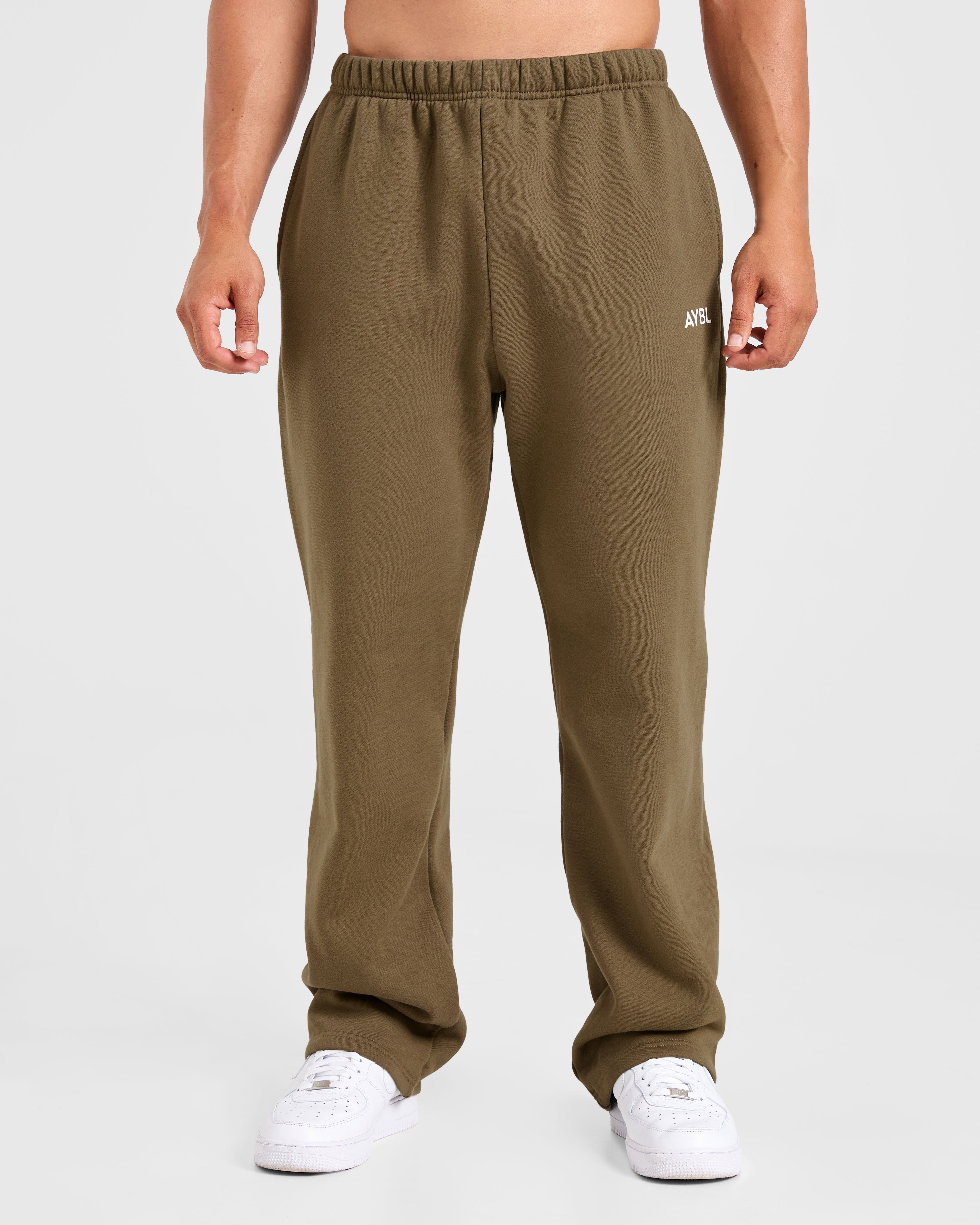 Essential Oversized Straight Leg Joggers- Olive Groen