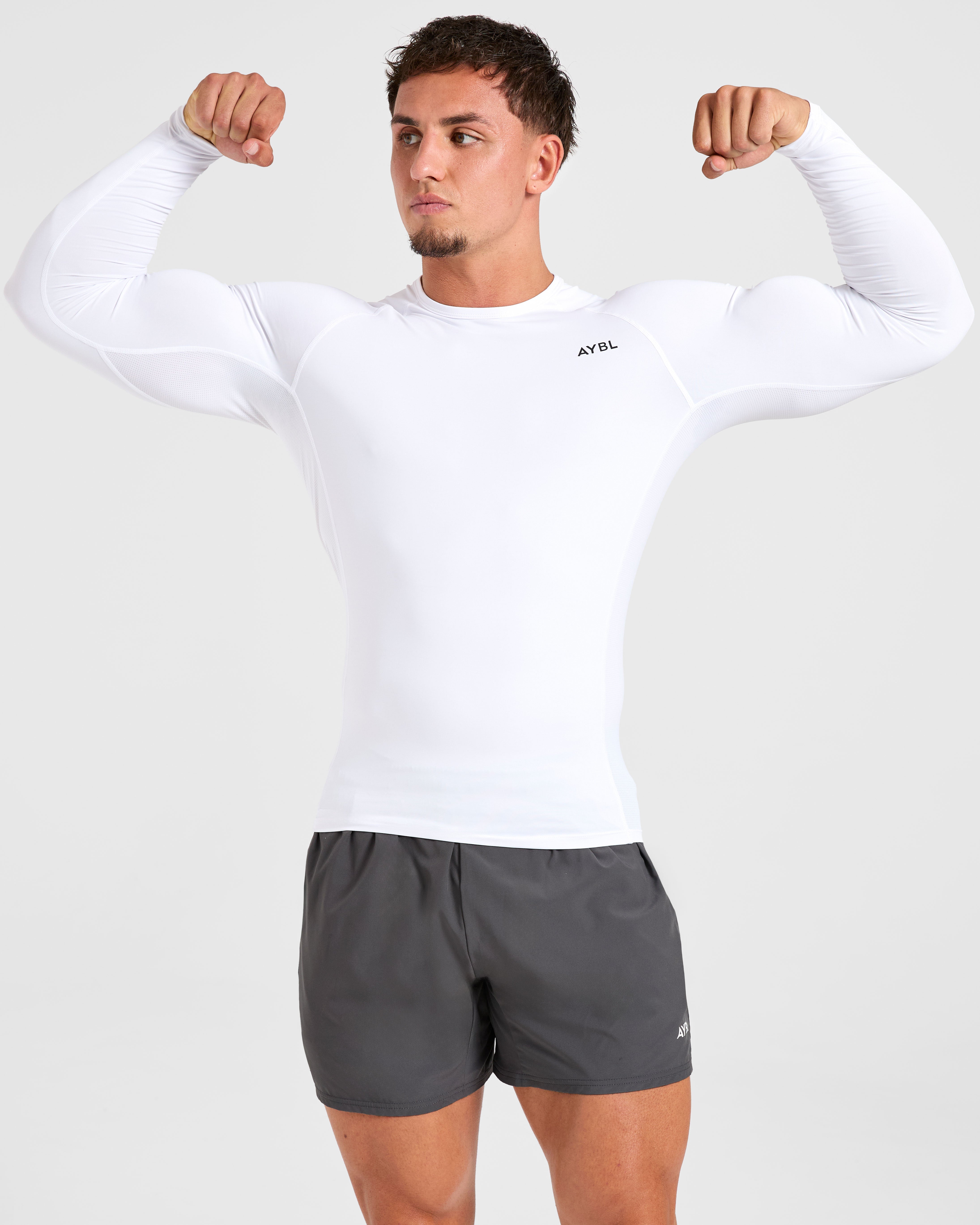 Compression Long Sleeve T Shirt - Wit