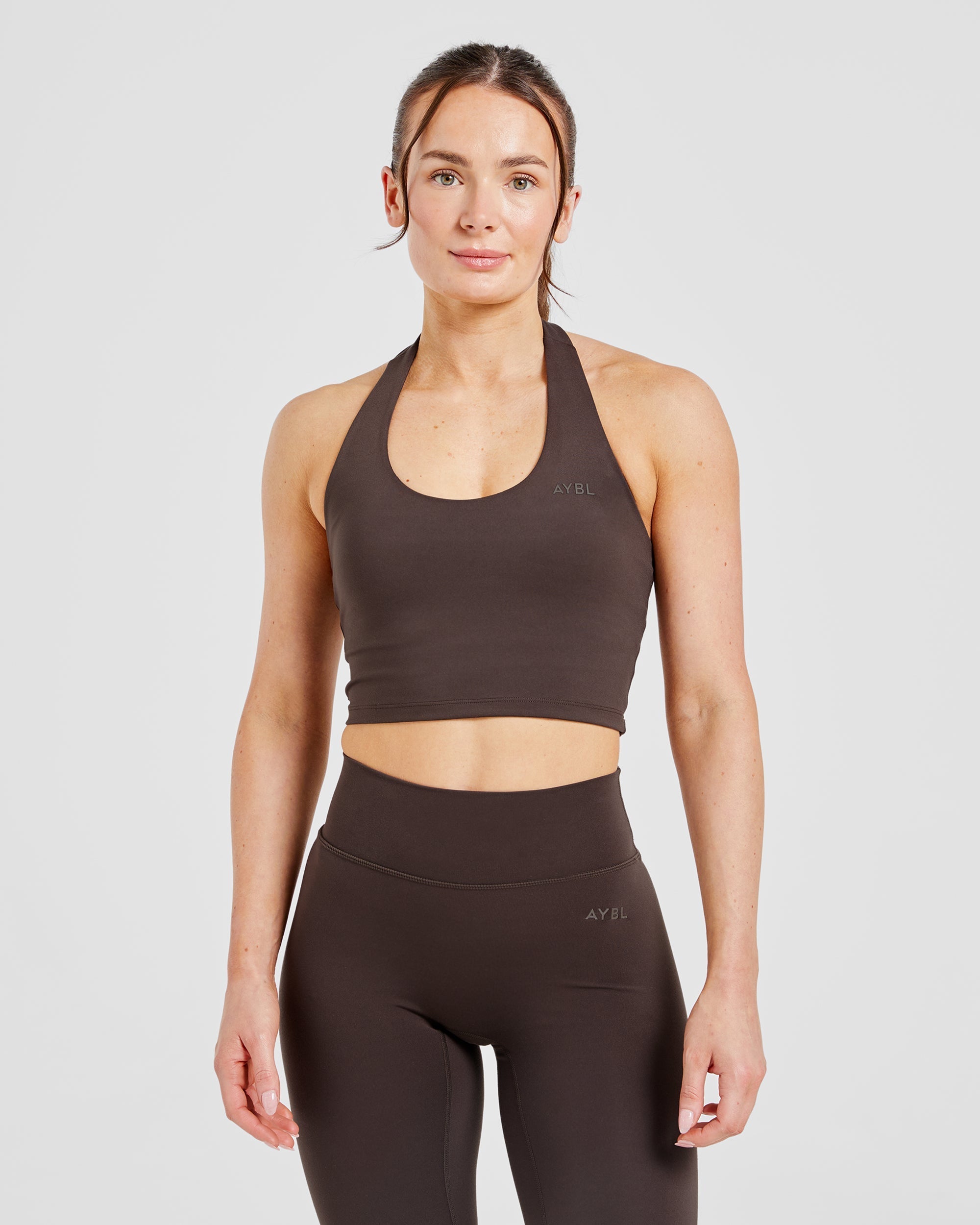 Staple Halterneck Crop Top - Coffee Bruin