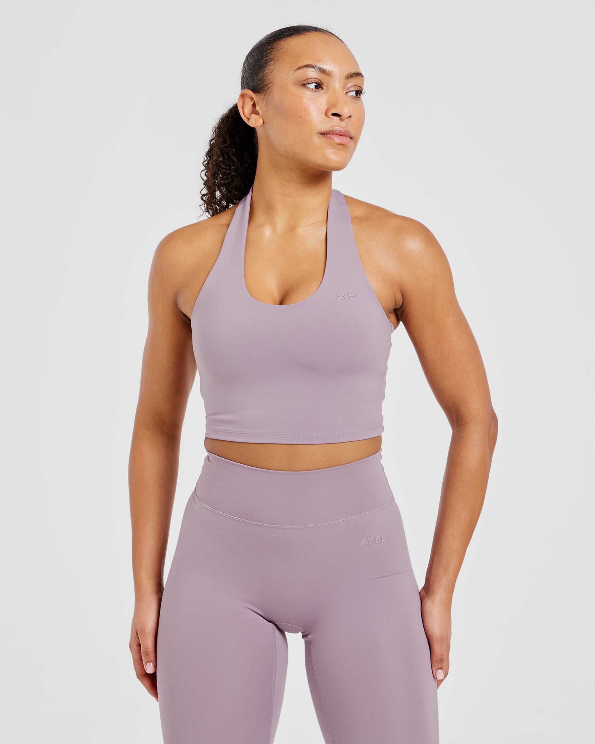 Staple Halterneck Crop Top - Mauve Paars