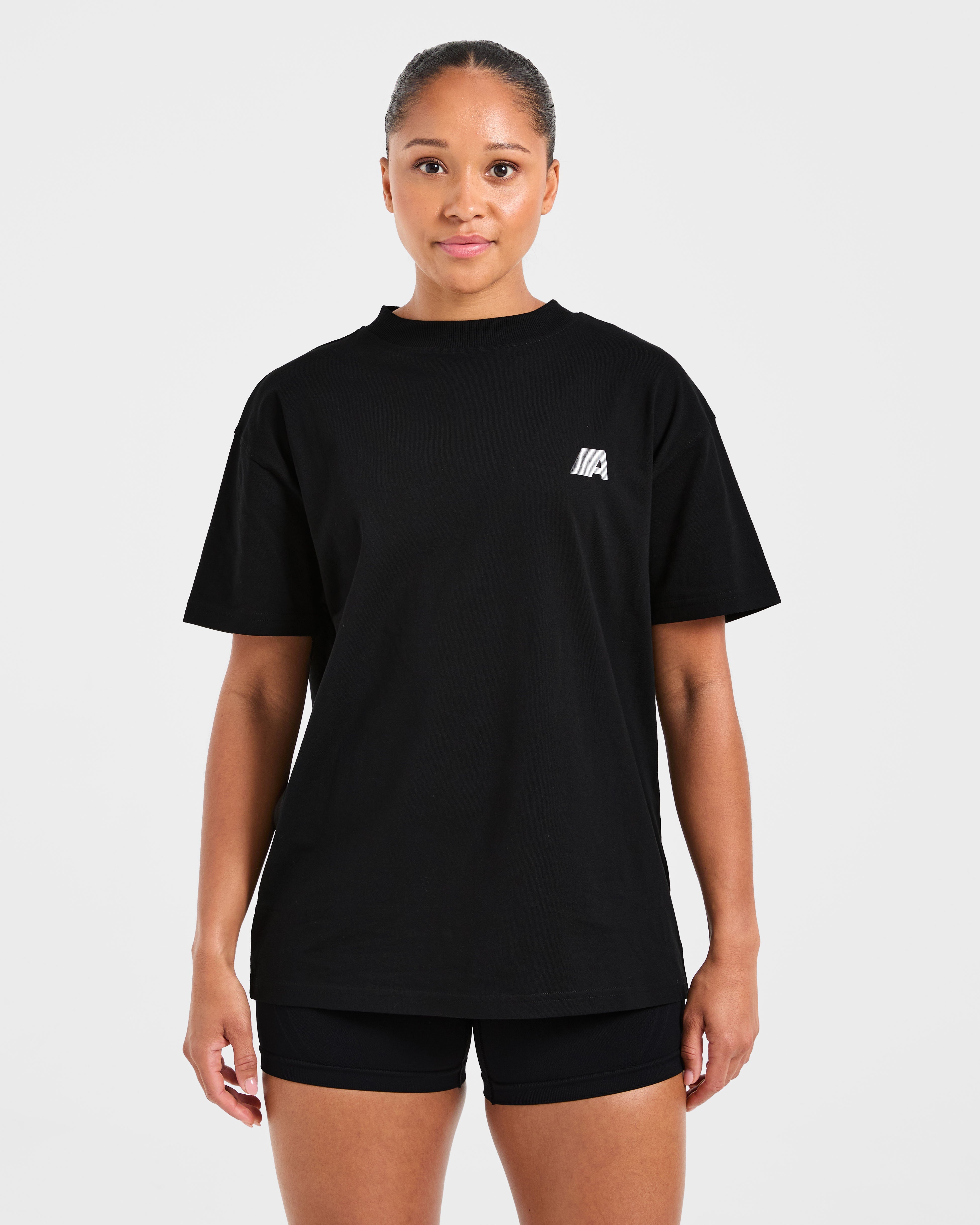 Retro Athletics Oversized T Shirt - Zwart