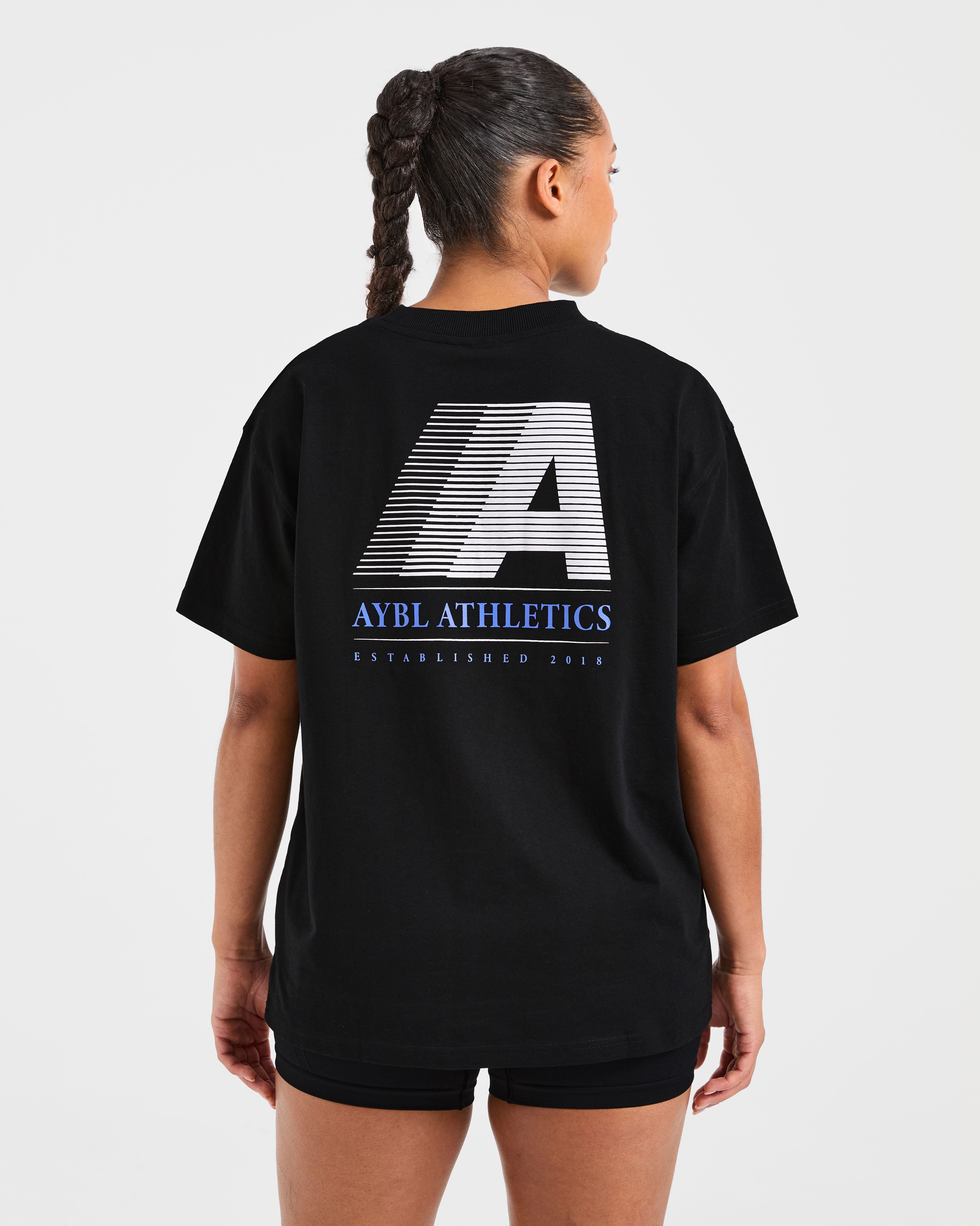 Retro Athletics Oversized T Shirt - Zwart
