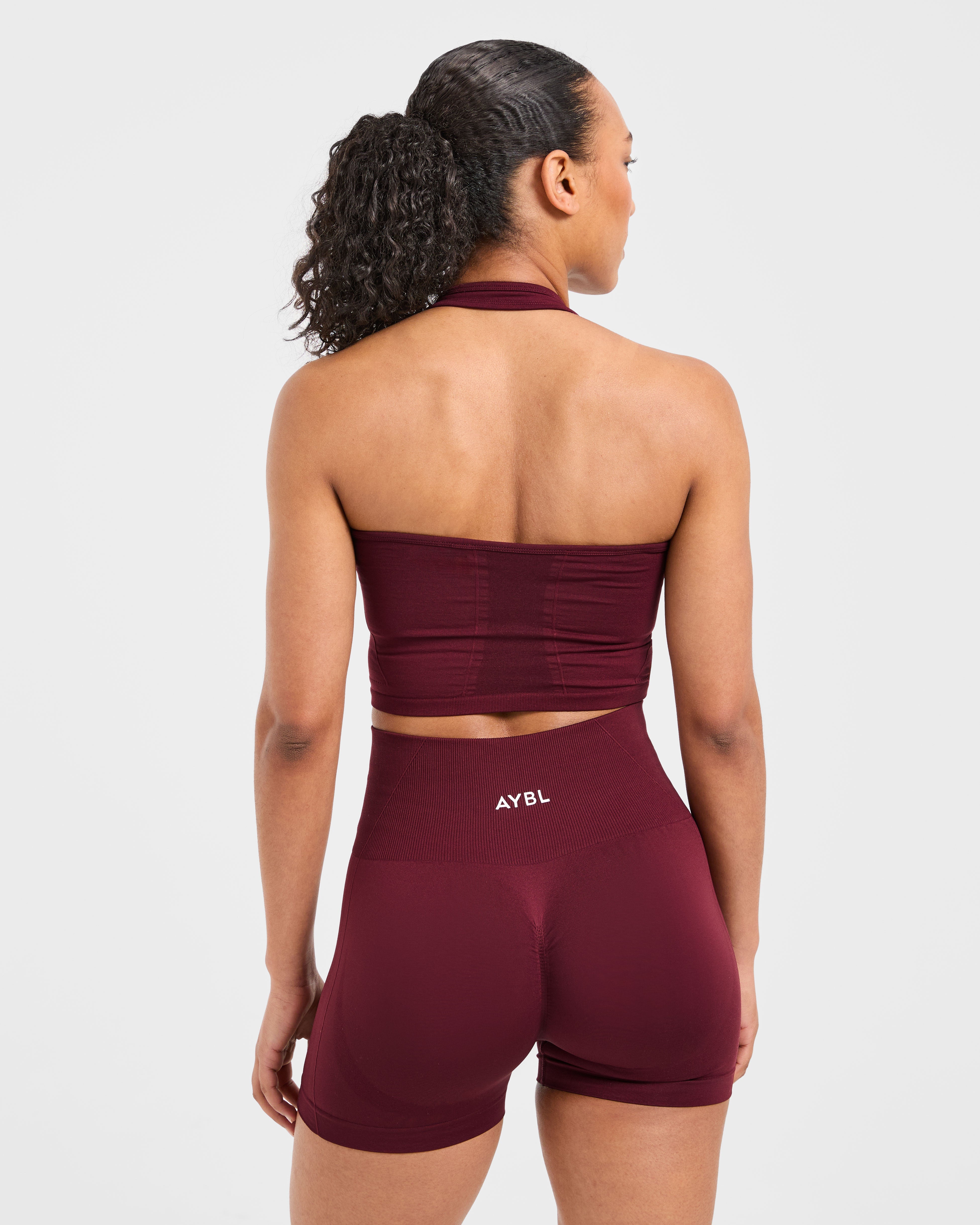 Empower Seamless Halterneck Crop Top - Rood Wine