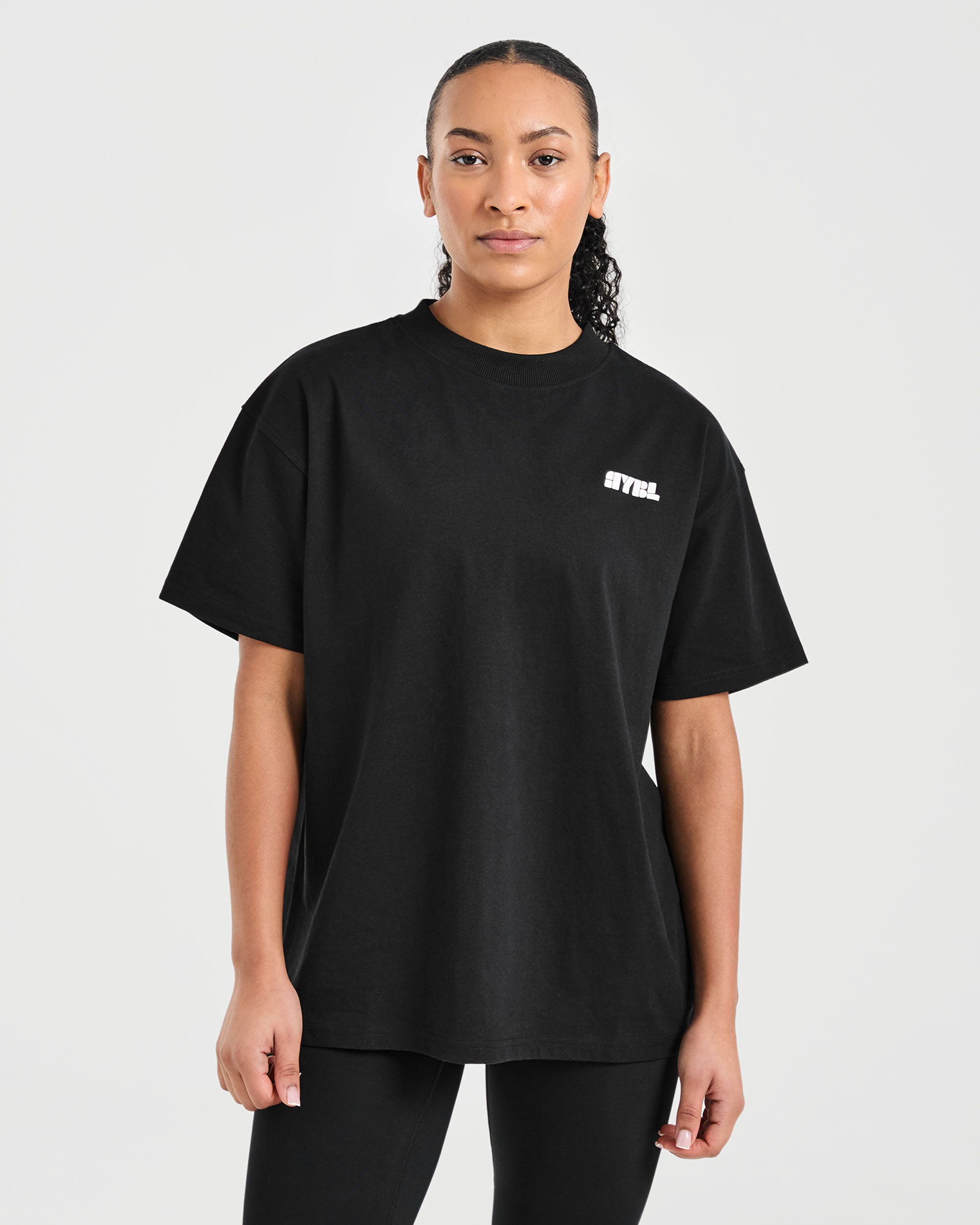 Athletics Retro Oversized T Shirt - Zwart