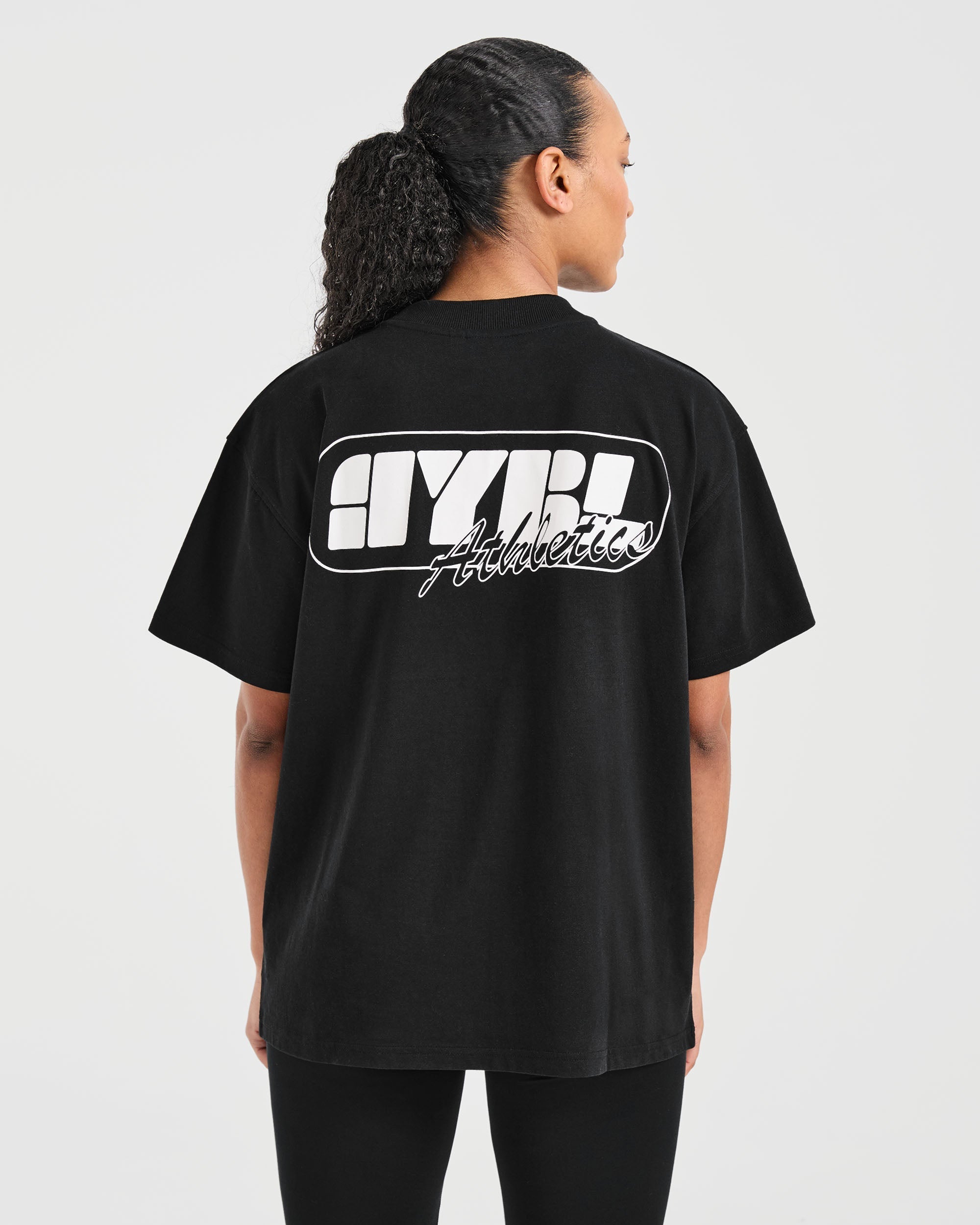 Athletics Retro Oversized T Shirt - Zwart