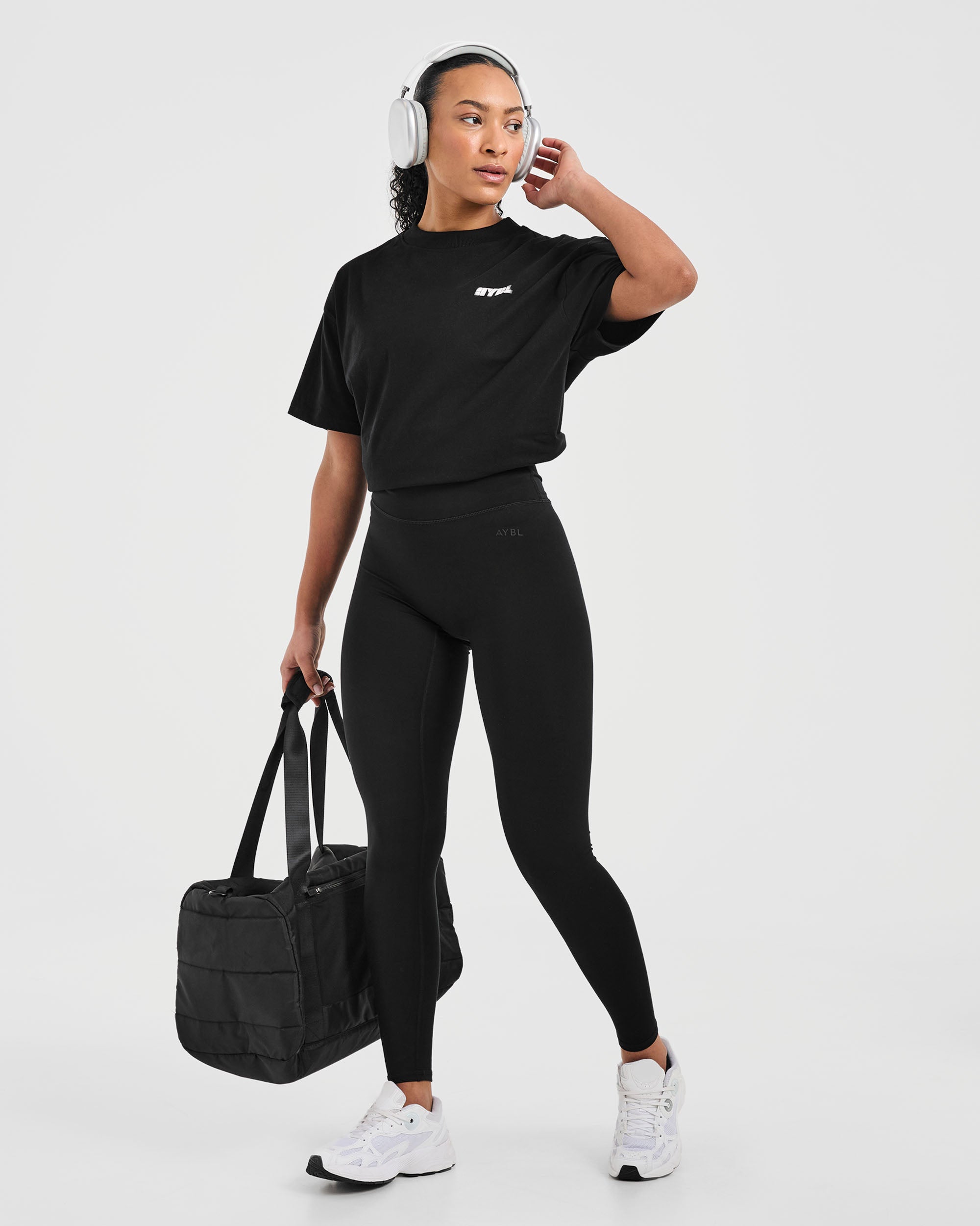 Athletics Retro Oversized T Shirt - Zwart