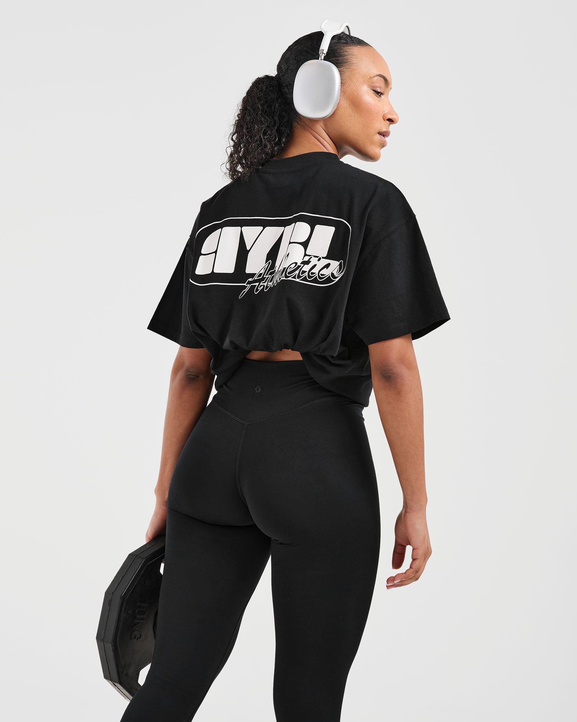 Athletics Retro Oversized T Shirt - Zwart